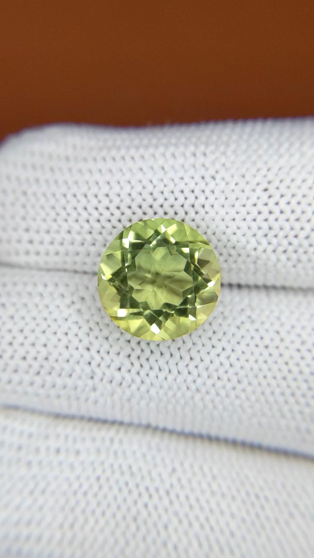 5.80 Ct. Yellowish Green Prasiolite from Brazil Size Video