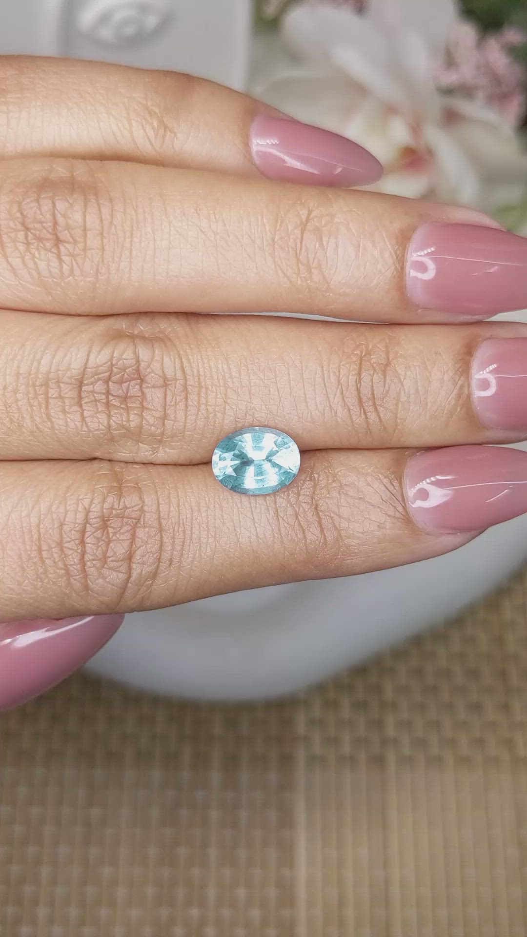 1.54 Ct. Blue Aquamarine from Ceylon (Sri Lanka) Size Video