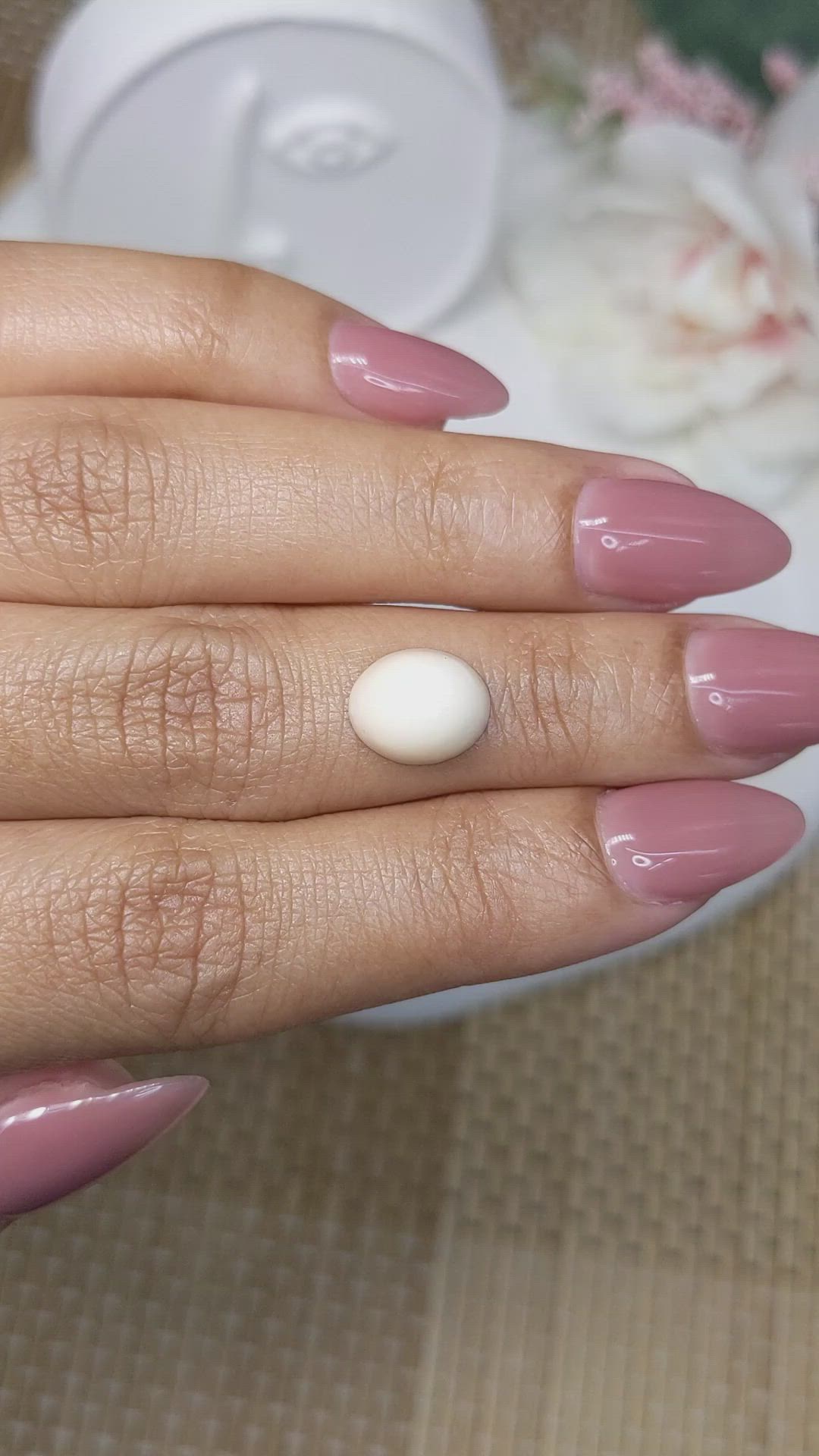 2.94 Ct. Salmon and White Cabochon Coral from Italy Size Video