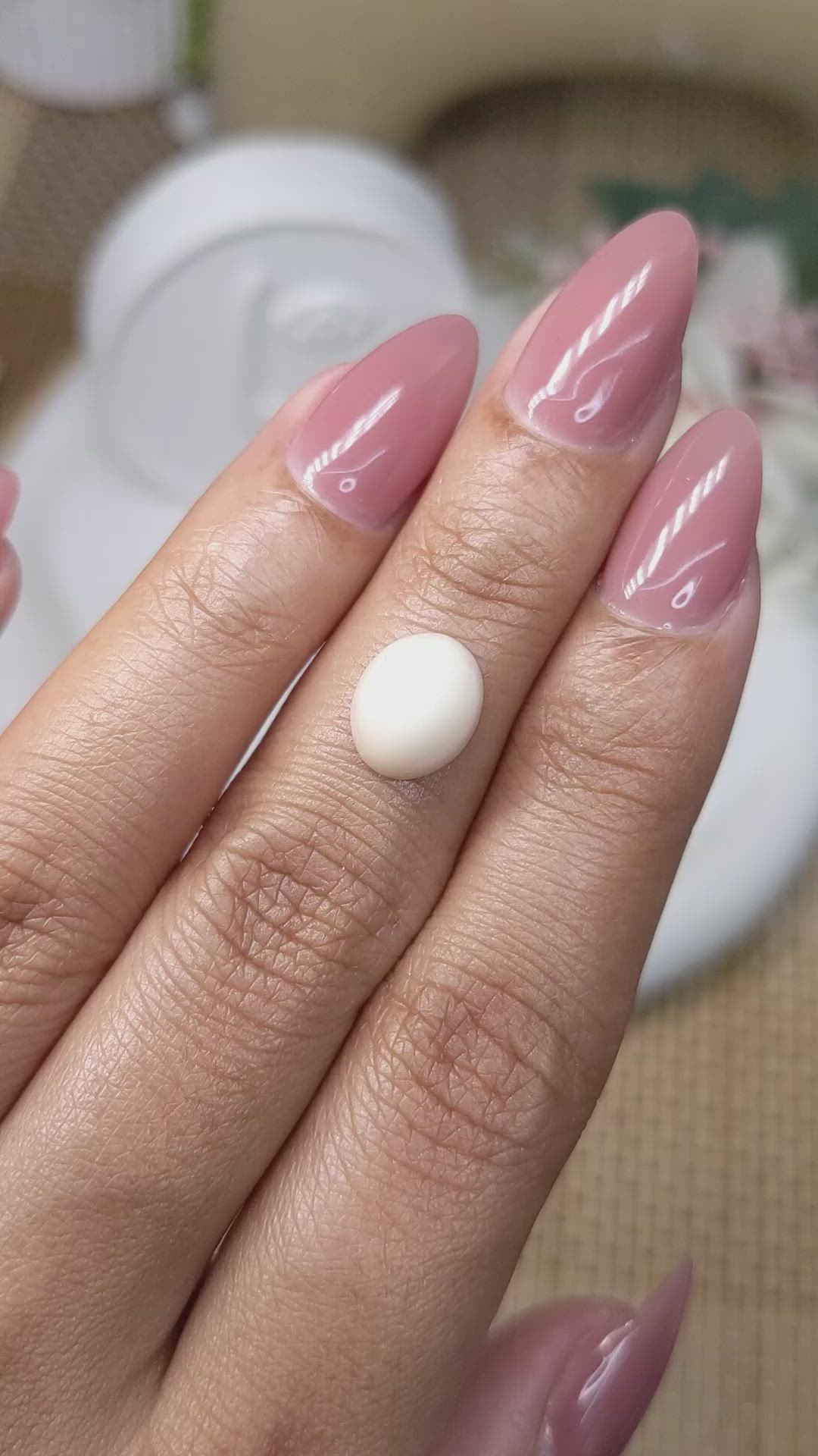 2.94 Ct. Salmon and White Cabochon Coral from Italy Size Video
