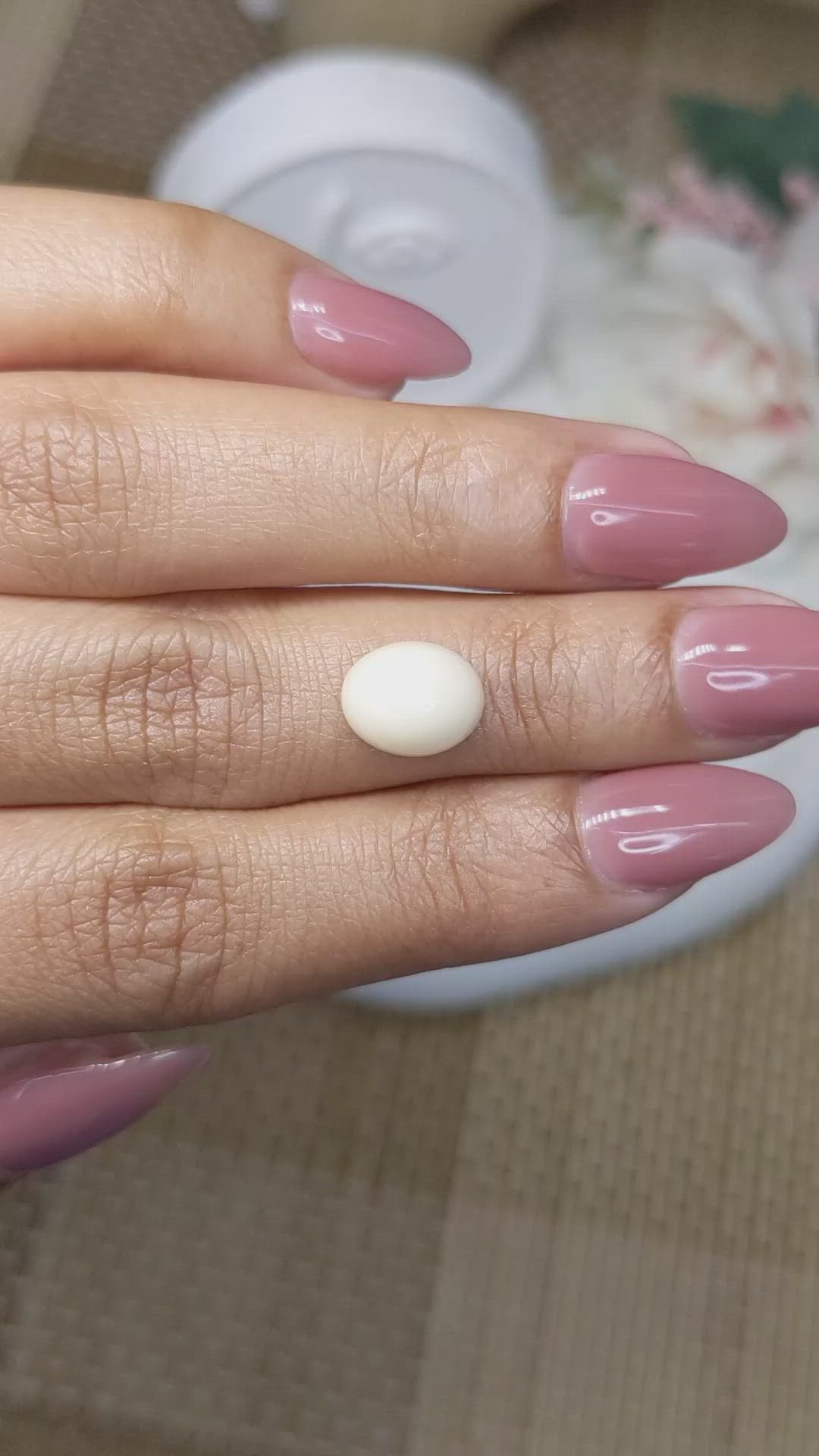 3.03 Ct. Salmon and White Cabochon Coral from Italy Size Video