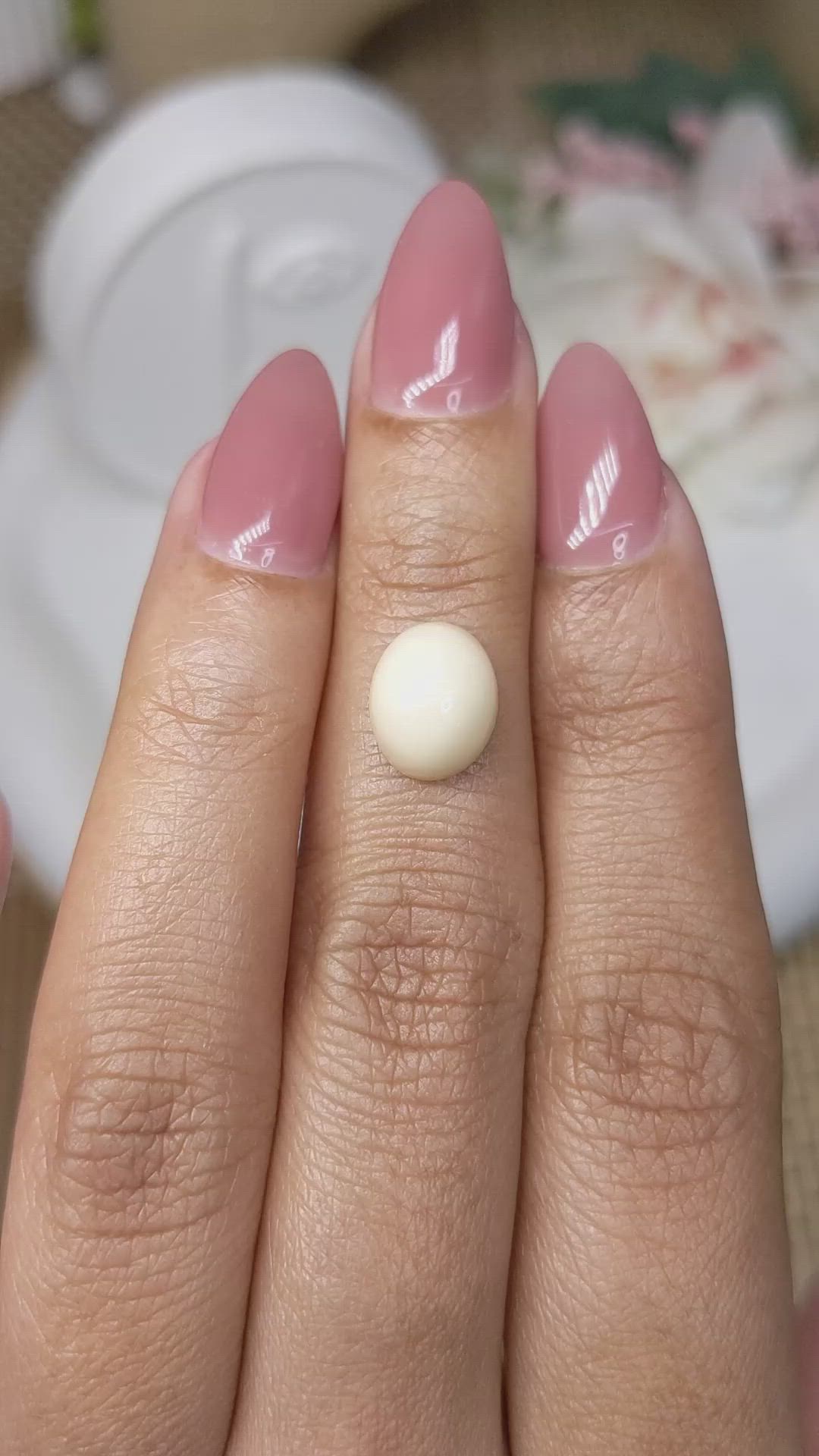 3.03 Ct. Salmon and White Cabochon Coral from Italy Size Video