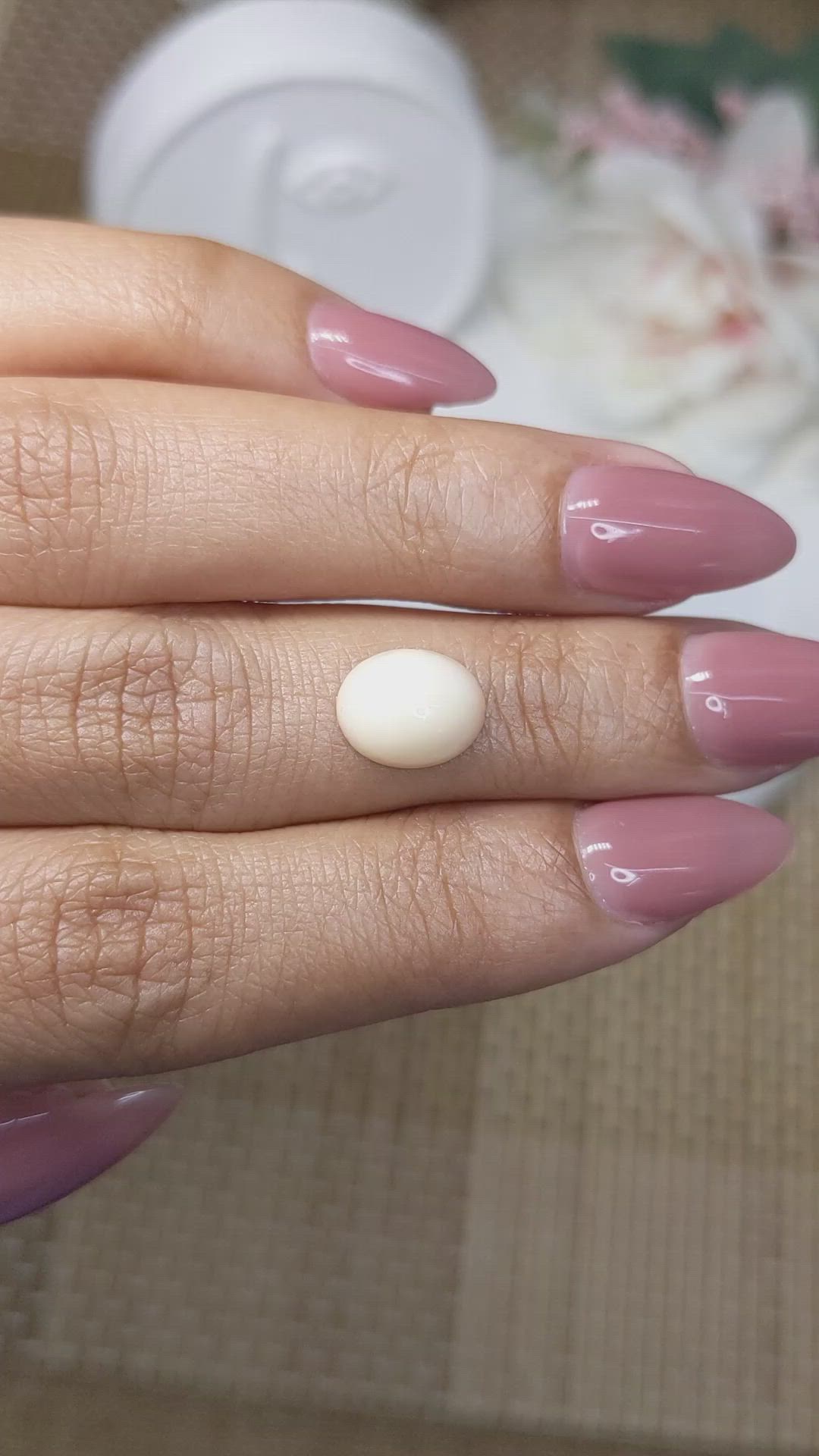 2.66 Ct. Salmon and White Cabochon Coral from Italy Size Video