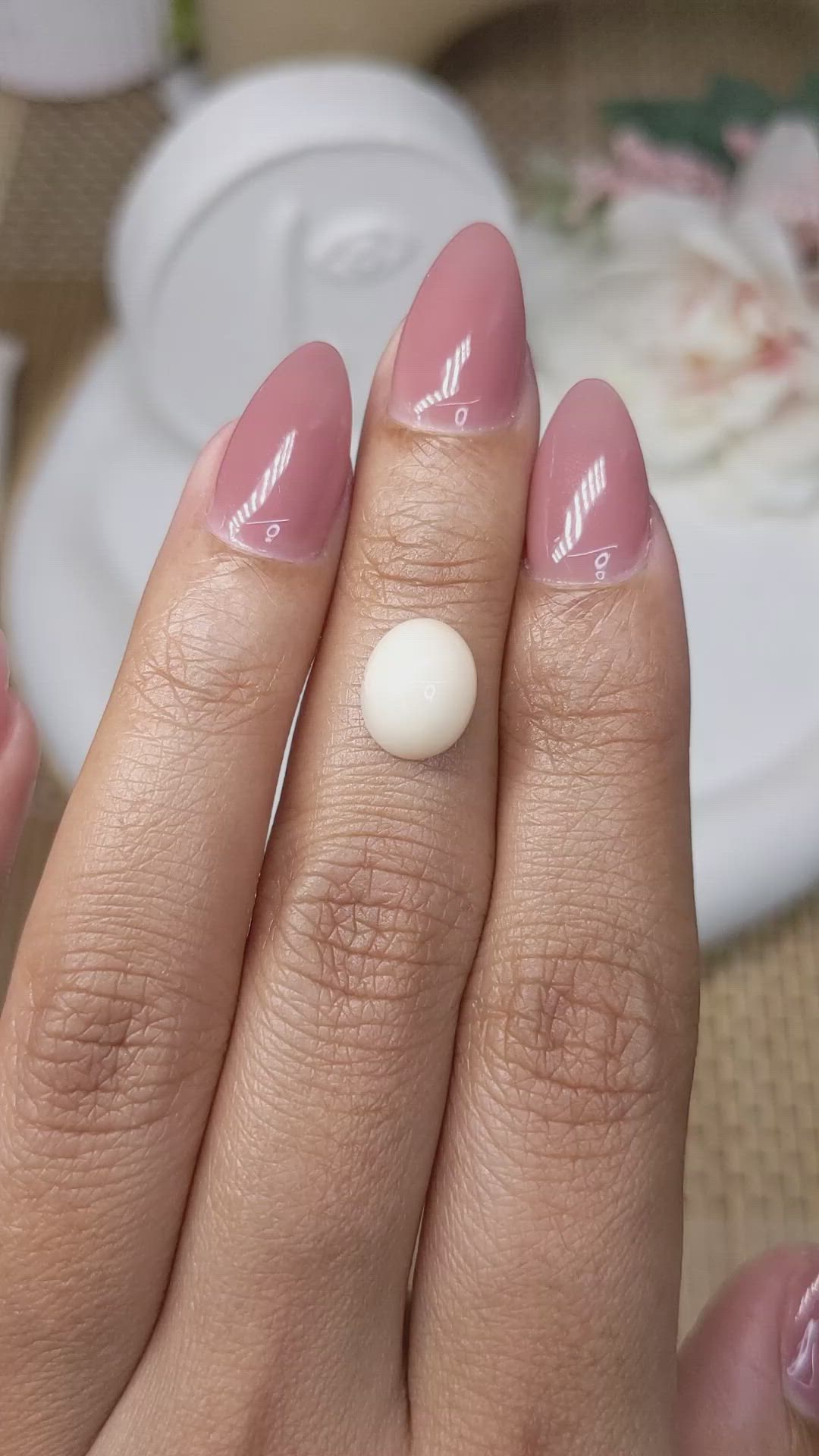 2.66 Ct. Salmon and White Cabochon Coral from Italy Size Video
