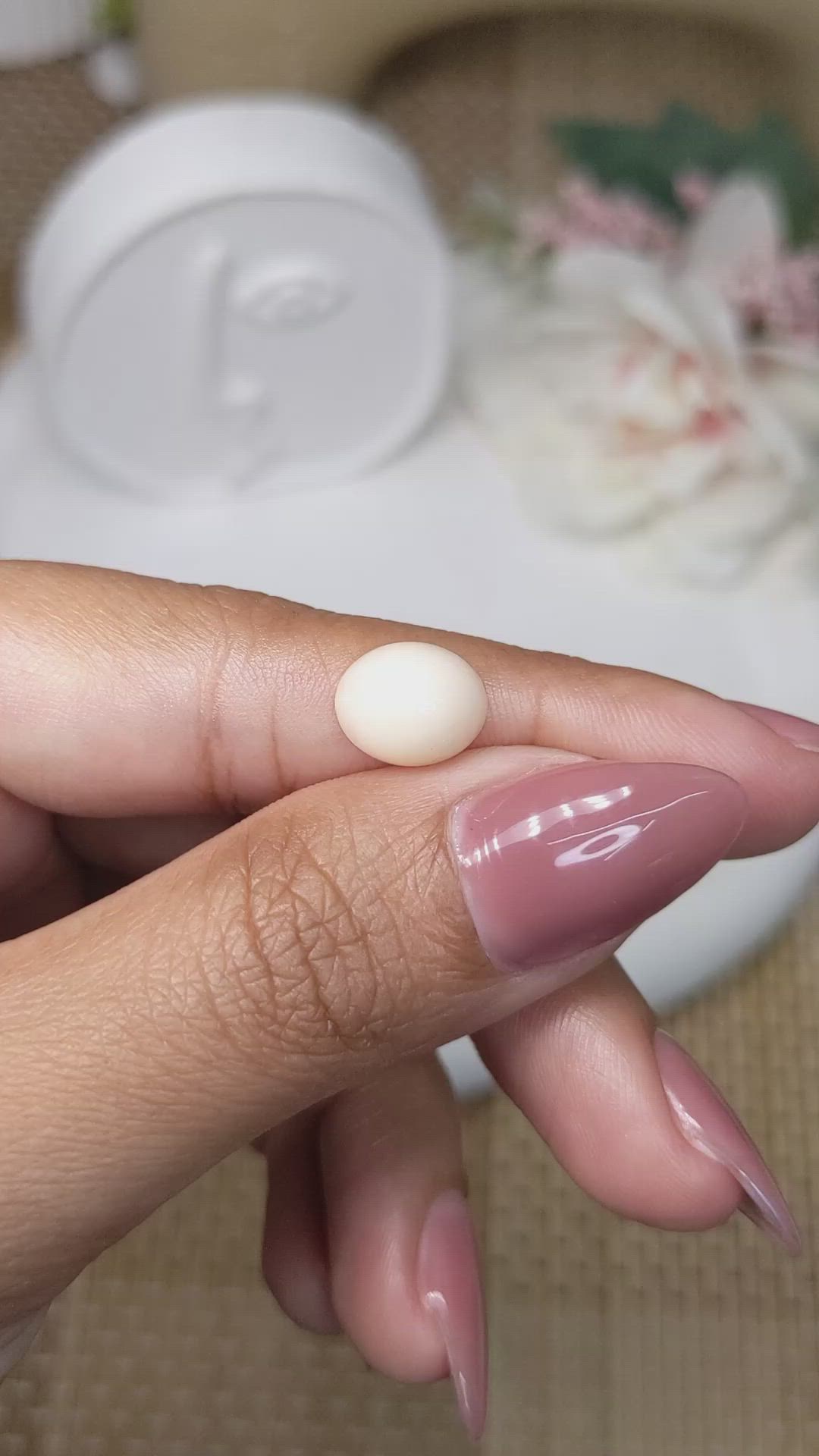 2.30 Ct. Salmon and White Cabochon Coral from Italy Size Video