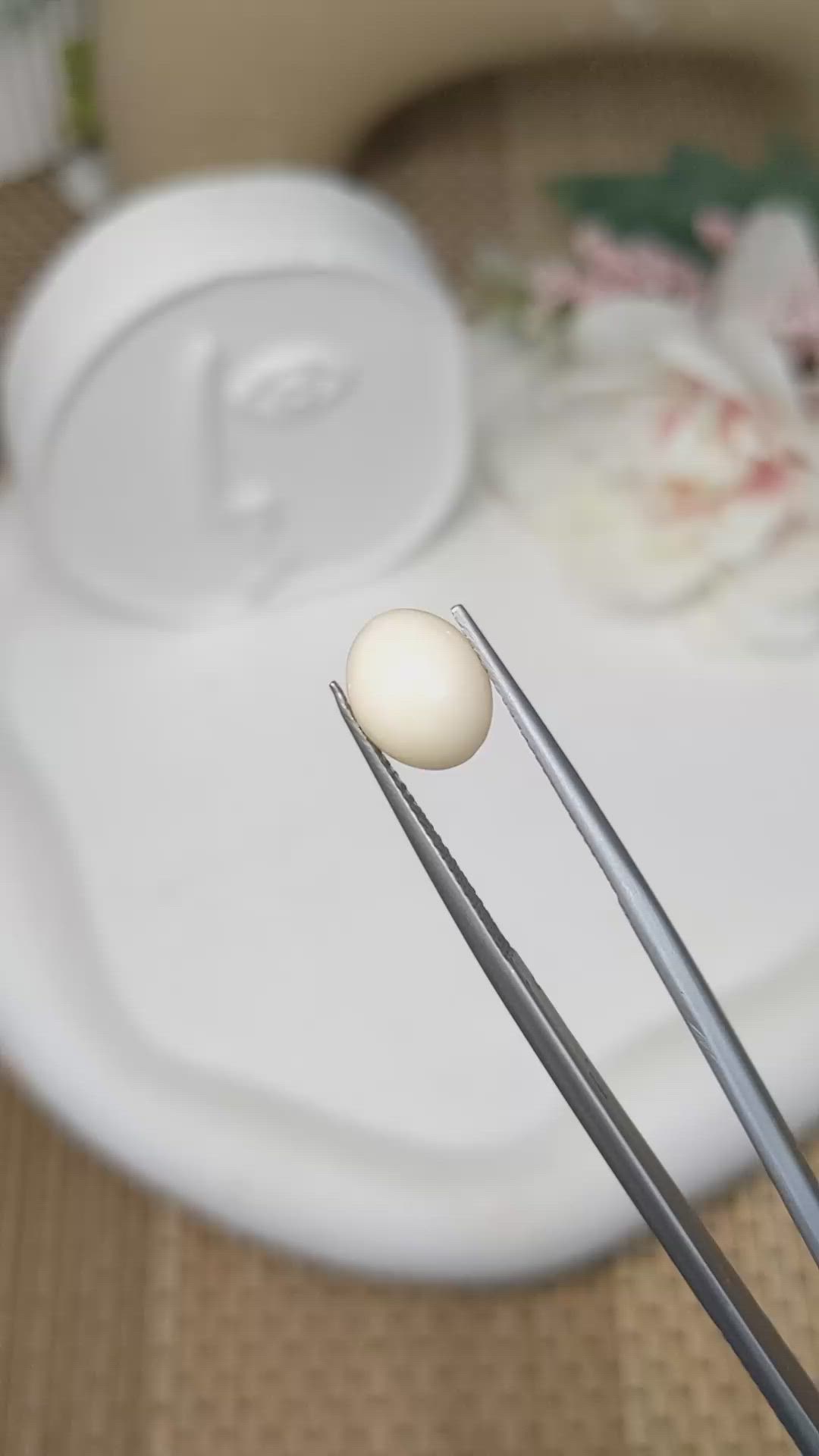 2.30 Ct. Salmon and White Cabochon Coral from Italy Size Video