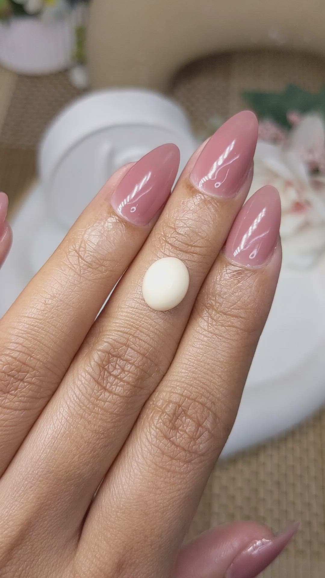 2.65 Ct. Salmon and White Cabochon Coral from Italy Size Video