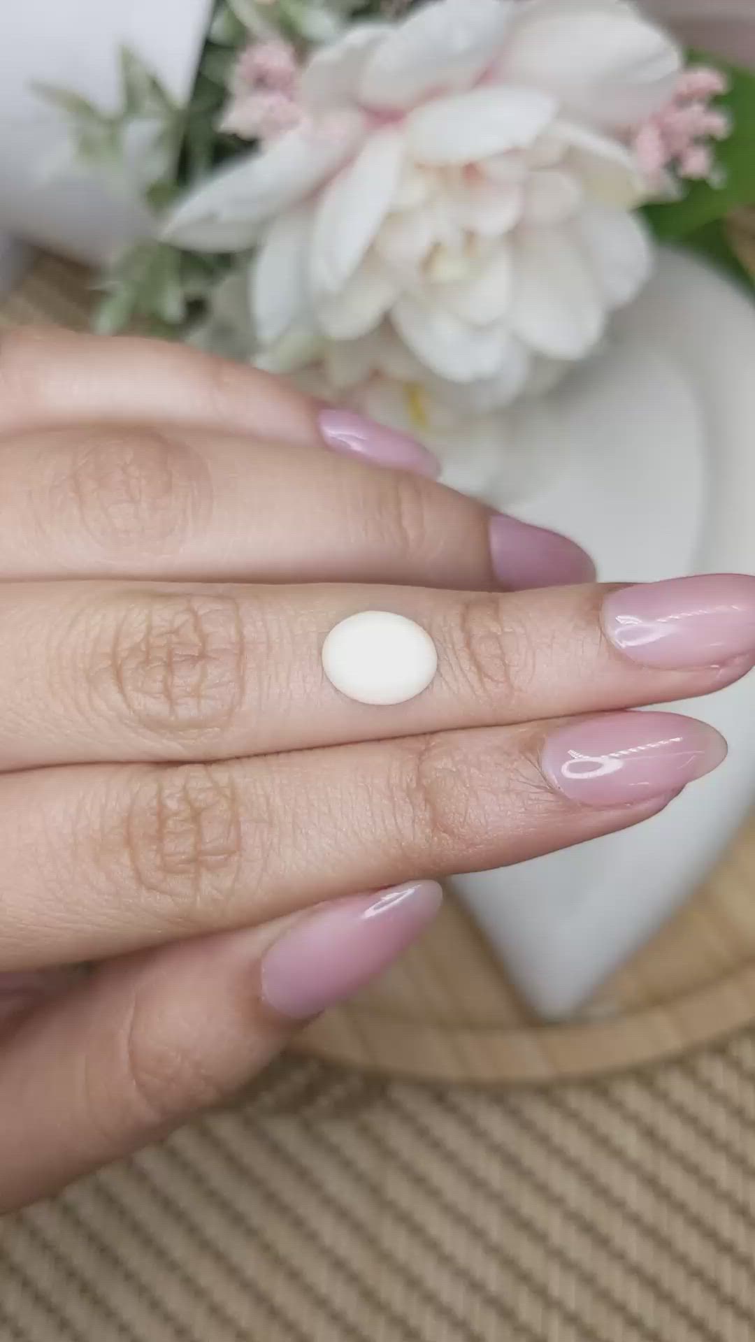 2.63 Ct. Salmon and White Cabochon Coral from Italy Size Video