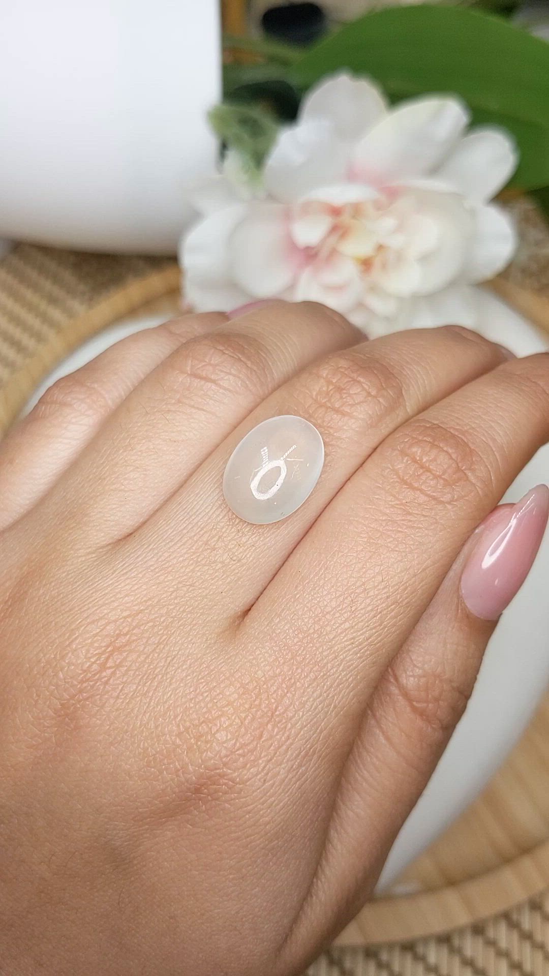 7.91 Ct. White Cabochon Moonstone from Brazil Size Video