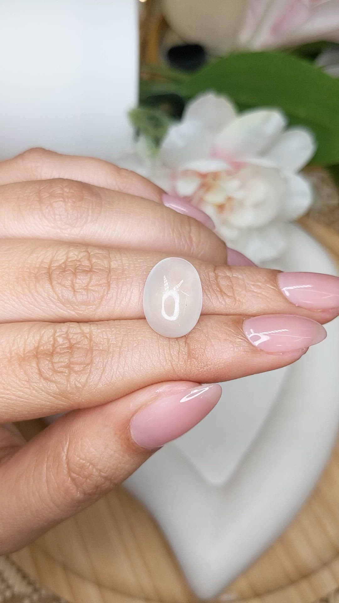 7.91 Ct. White Cabochon Moonstone from Brazil Size Video