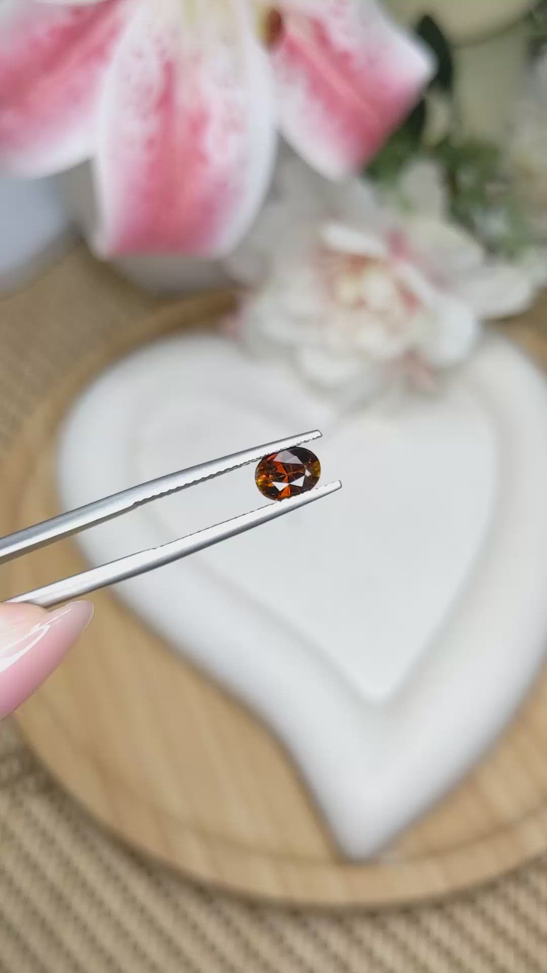 0.85 Ct. Brownish Orange Zircon from Ceylon (Sri Lanka) Size Video