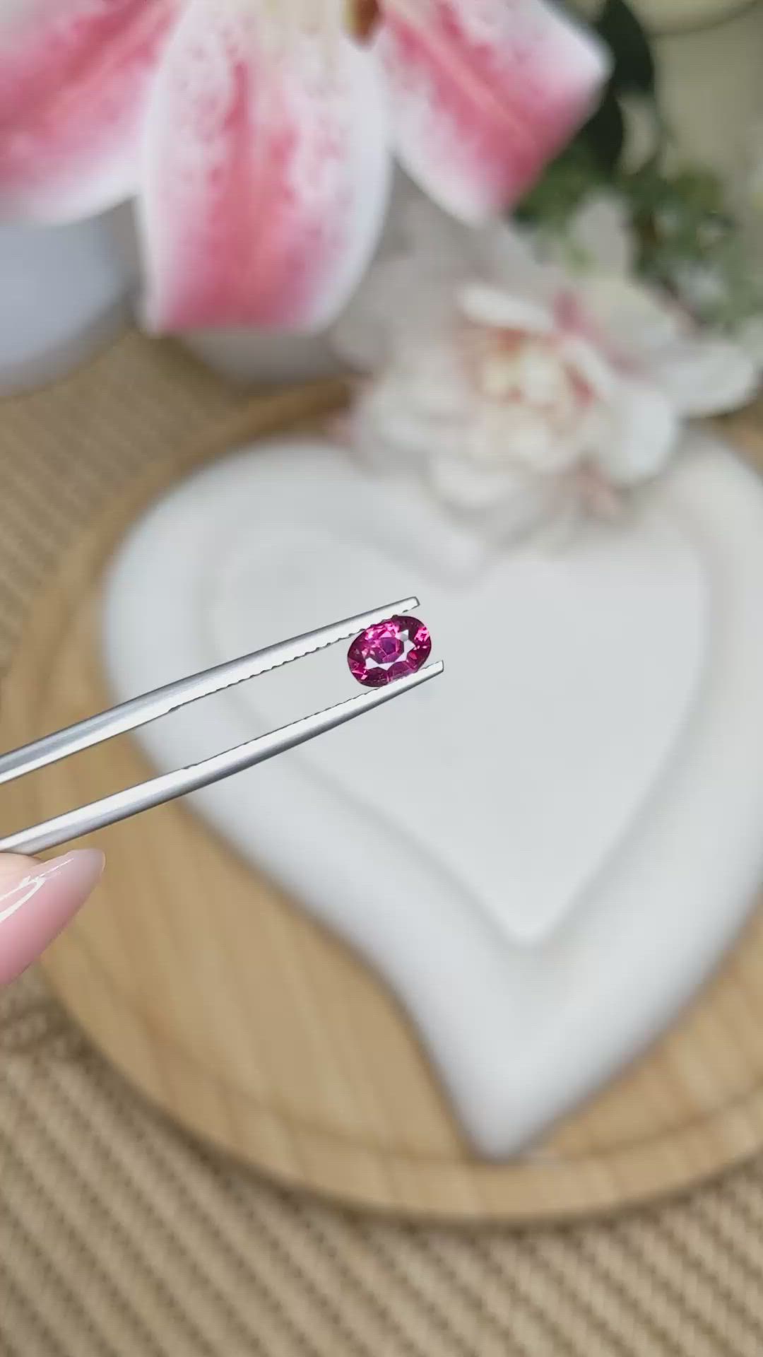 0.69 Ct. Pinkish Purple Rhodolite Garnet from Ceylon (Sri Lanka) Size Video