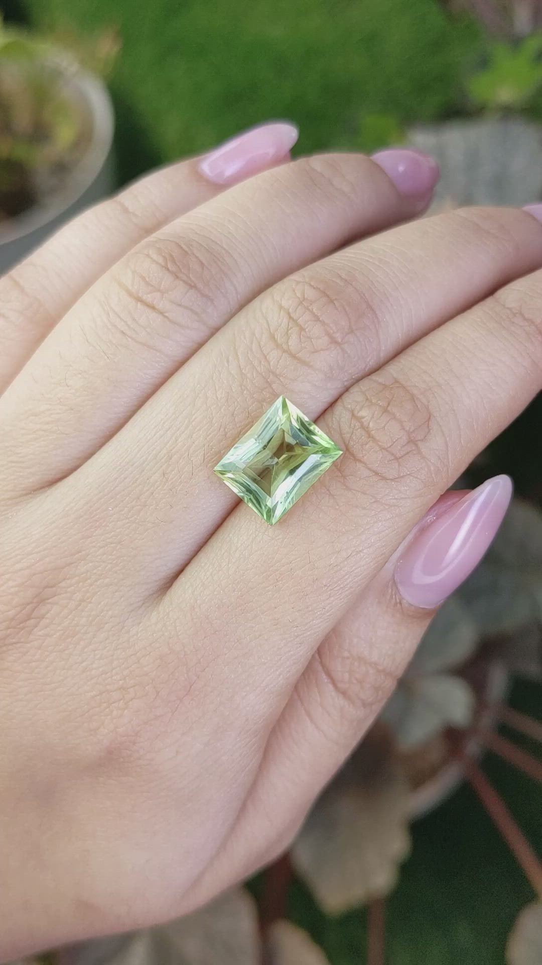 4.82 Ct. Yellowish Green Prasiolite from Brazil Size Video
