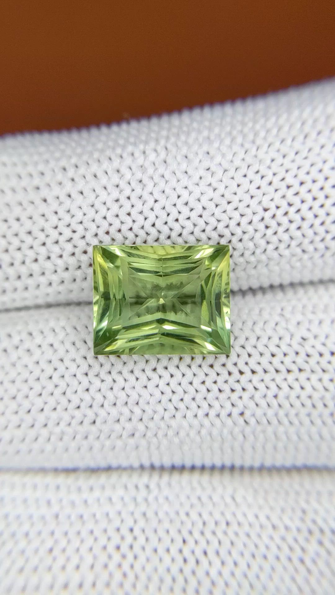4.82 Ct. Yellowish Green Prasiolite from Brazil Size Video