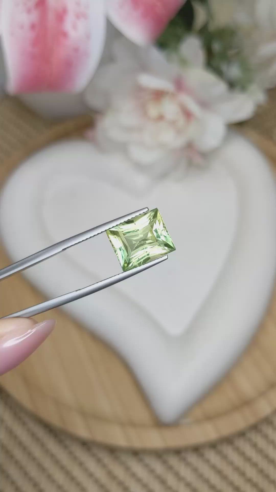 4.82 Ct. Yellowish Green Prasiolite from Brazil Size Video