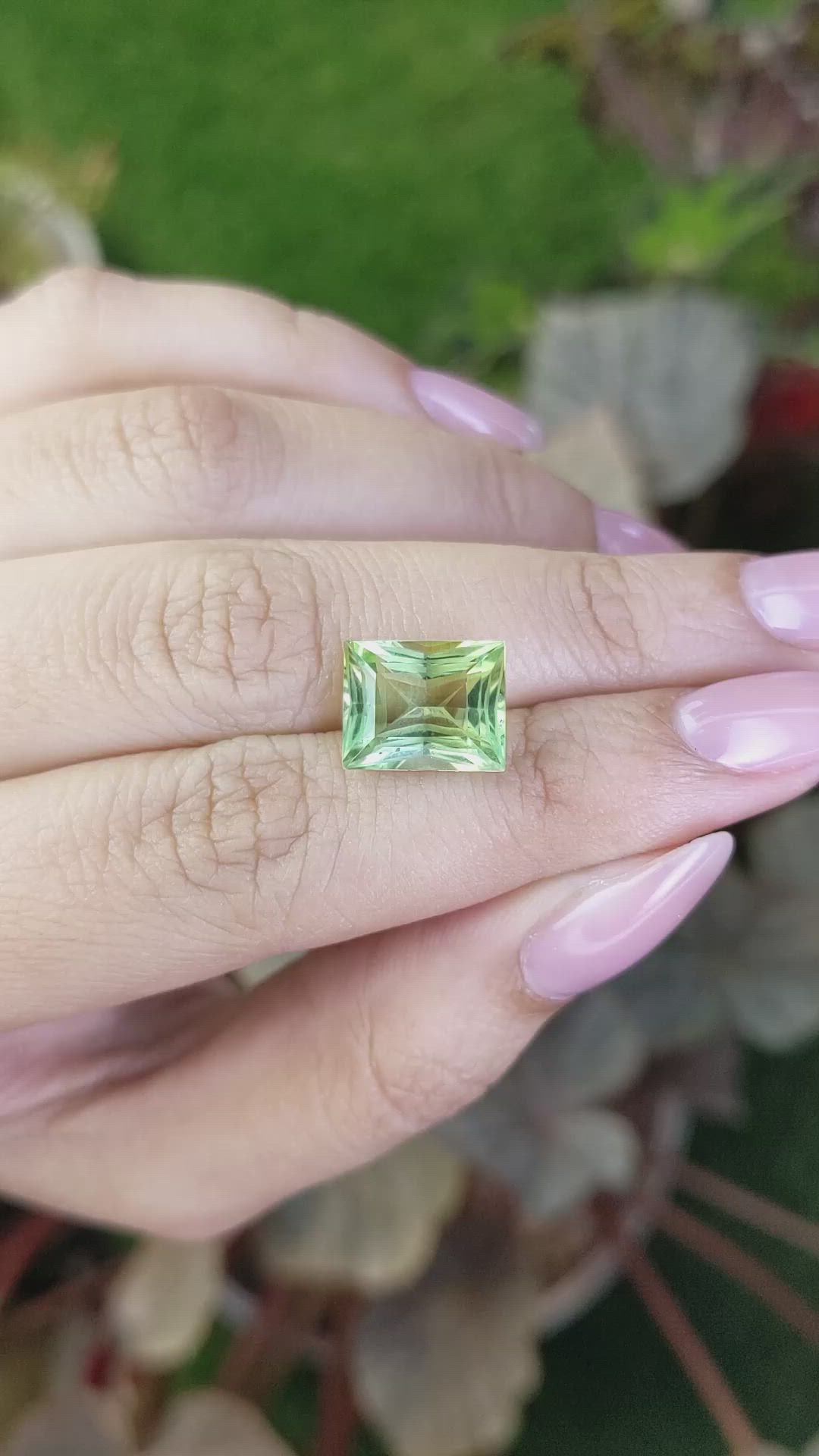 4.82 Ct. Yellowish Green Prasiolite from Brazil Size Video