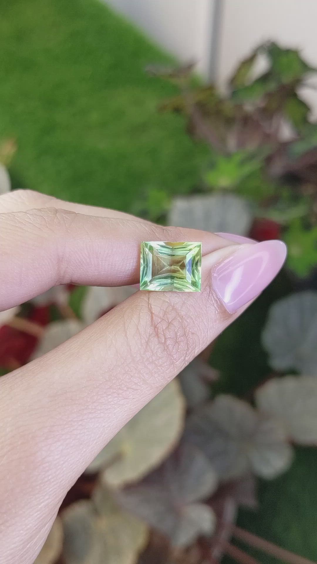 4.82 Ct. Yellowish Green Prasiolite from Brazil Size Video
