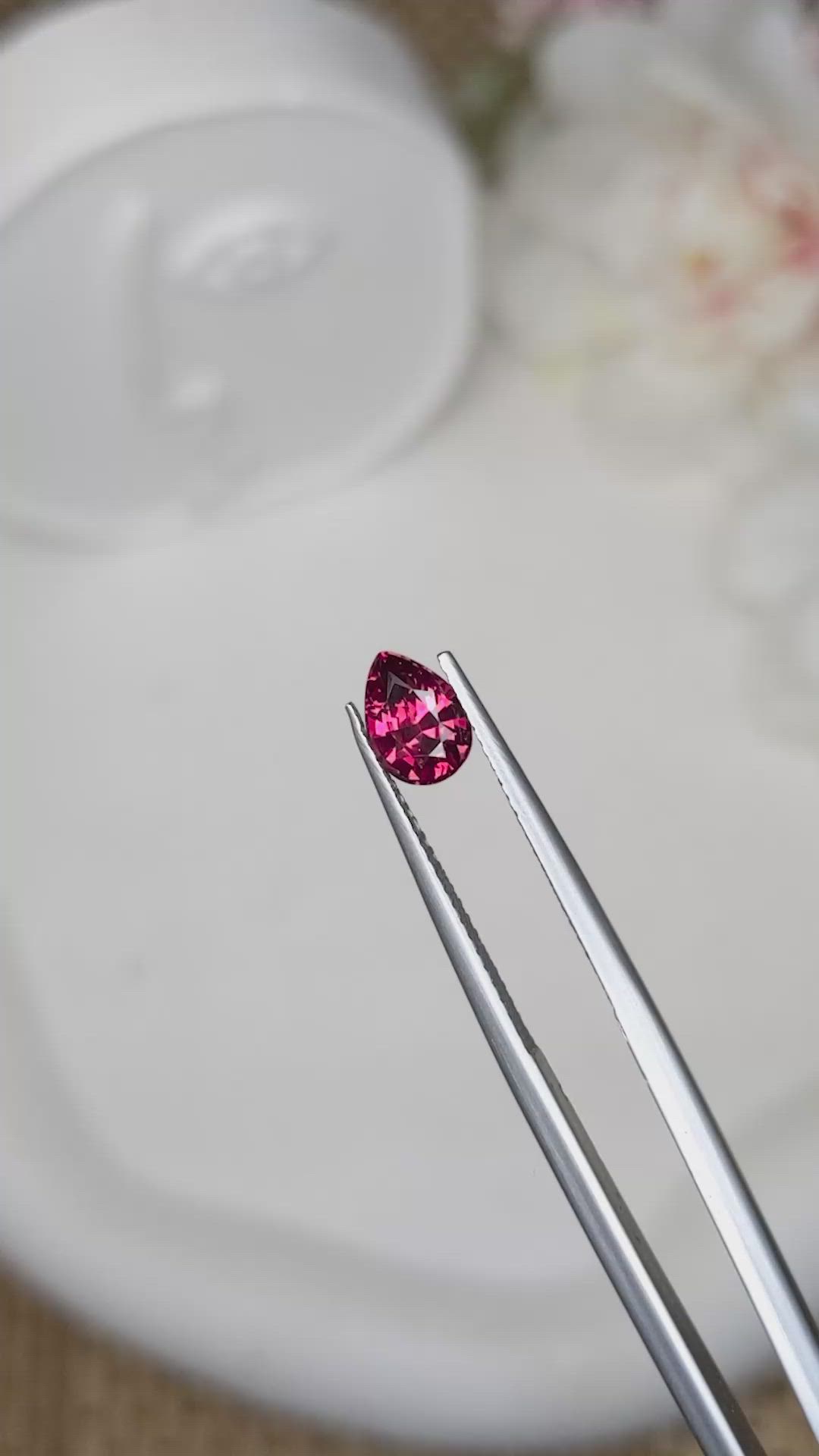 1.16 Ct. Purplish Red Rhodolite Garnet from Ceylon (Sri Lanka) Size Video
