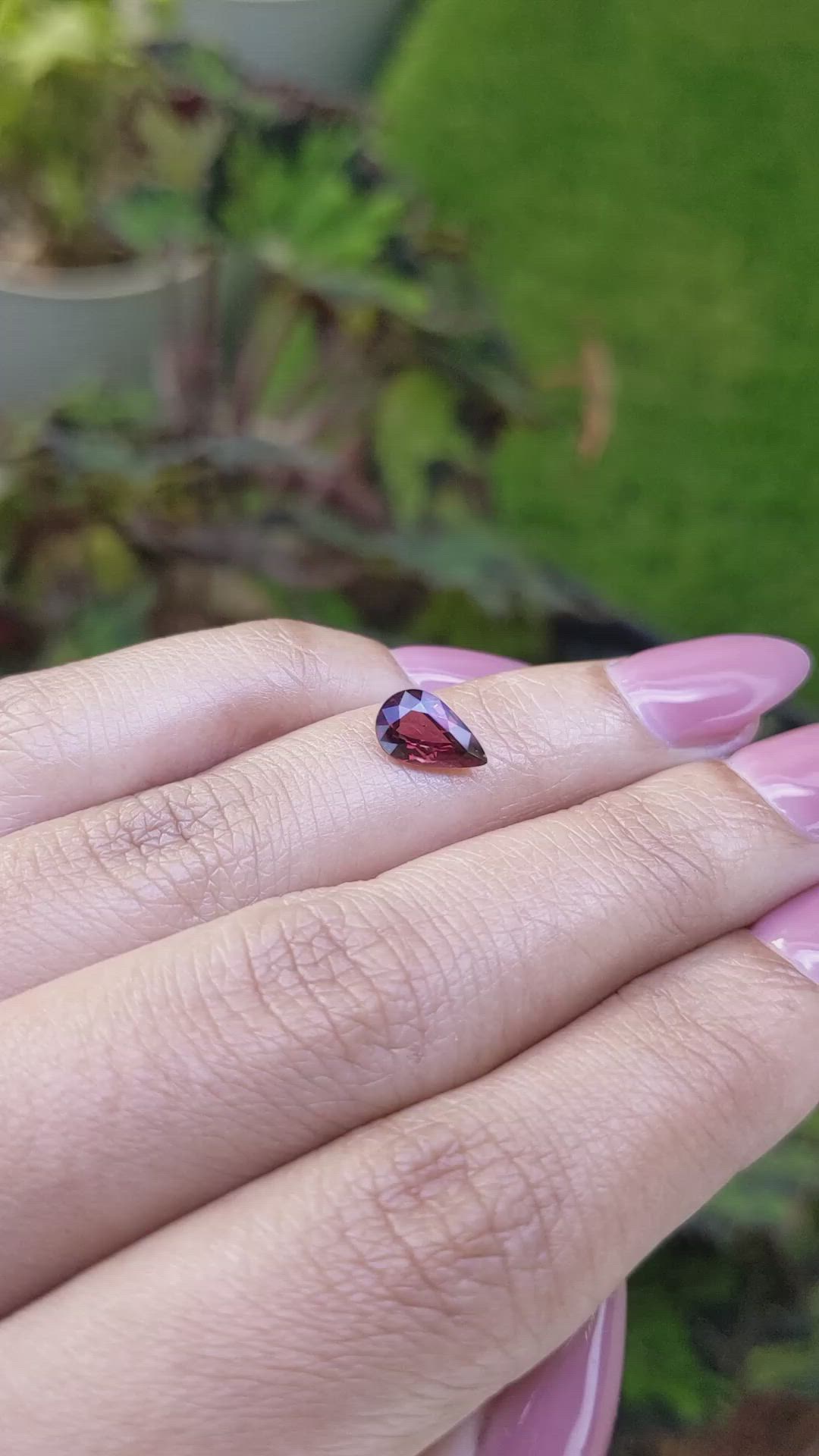 1.08 Ct. Purplish Red Rhodolite Garnet from Ceylon (Sri Lanka) Size Video