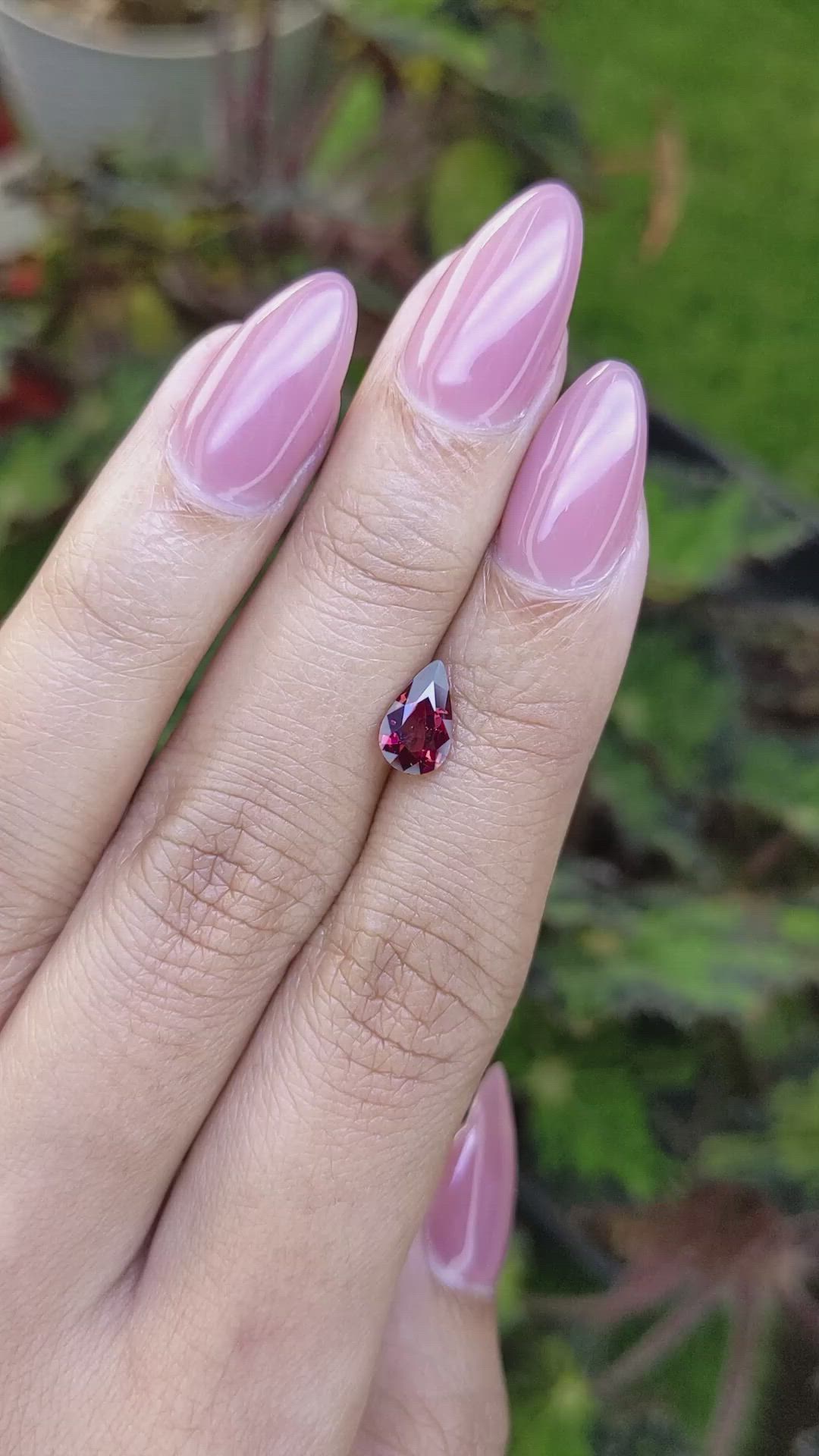 1.08 Ct. Purplish Red Rhodolite Garnet from Ceylon (Sri Lanka) Size Video
