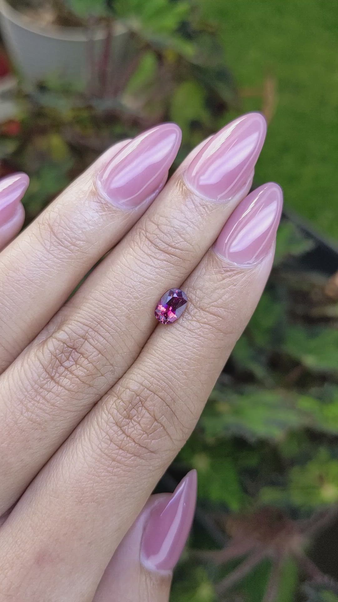 0.90 Ct. Pinkish Purple Rhodolite Garnet from Ceylon (Sri Lanka) Size Video