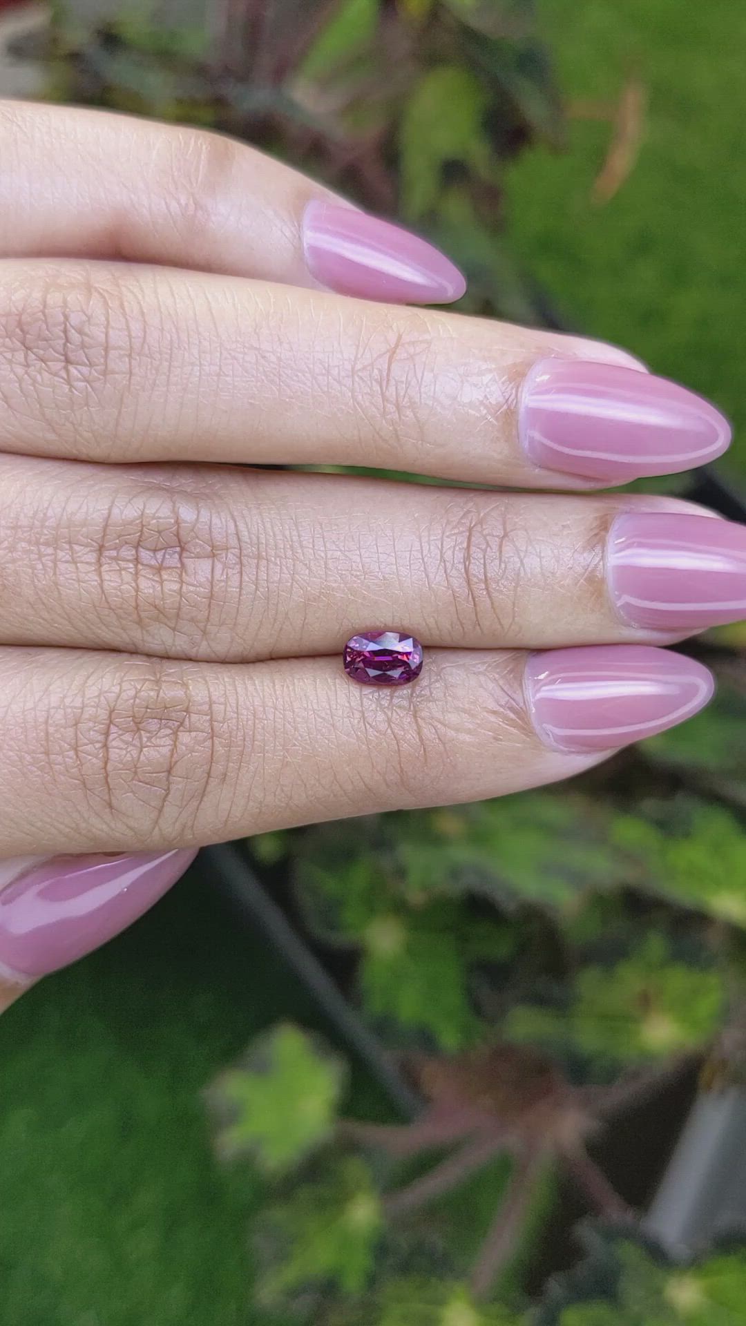 0.90 Ct. Pinkish Purple Rhodolite Garnet from Ceylon (Sri Lanka) Size Video