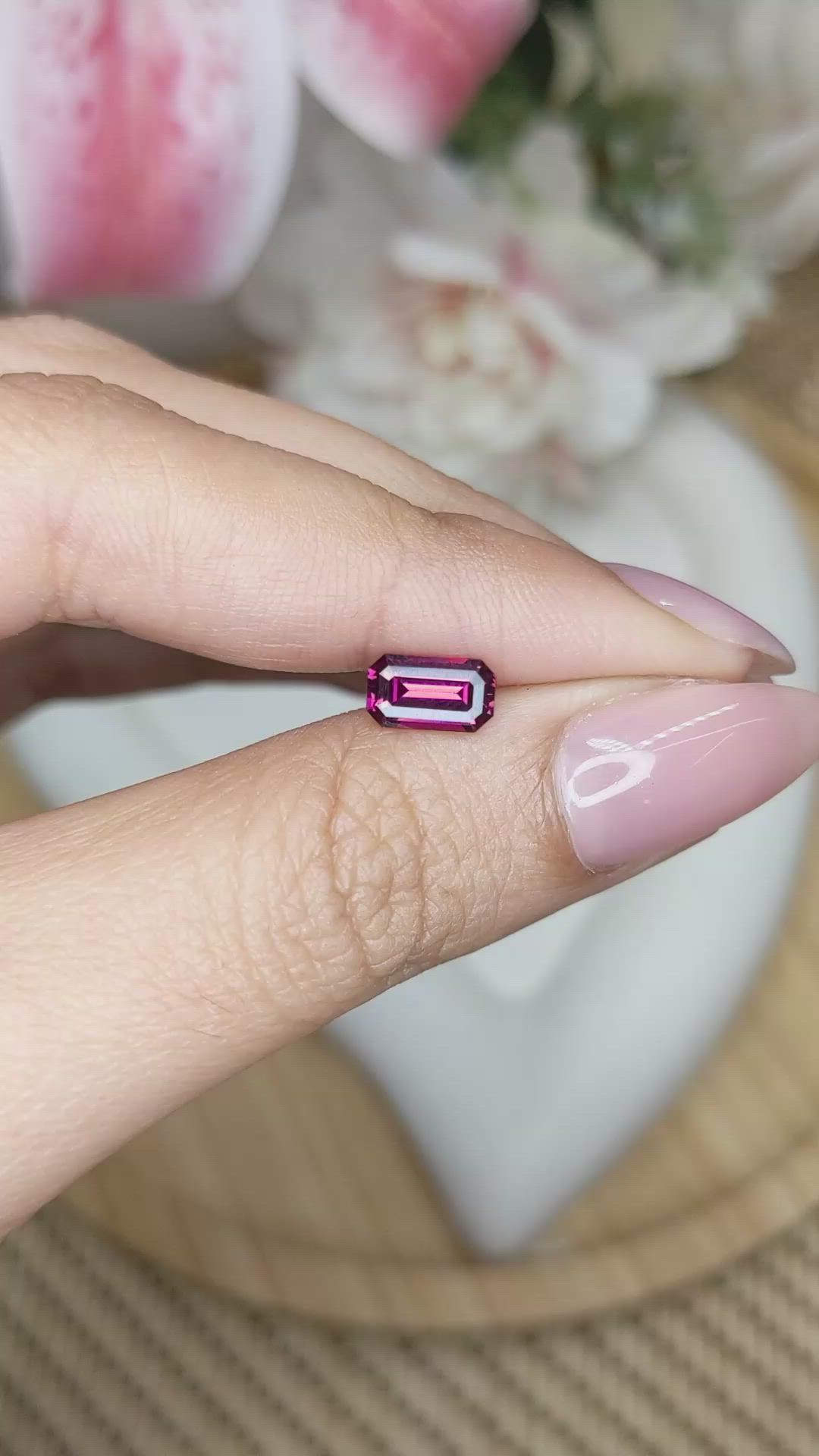 1.20 Ct. Reddish Purple Rhodolite Garnet from Ceylon (Sri Lanka) Size Video