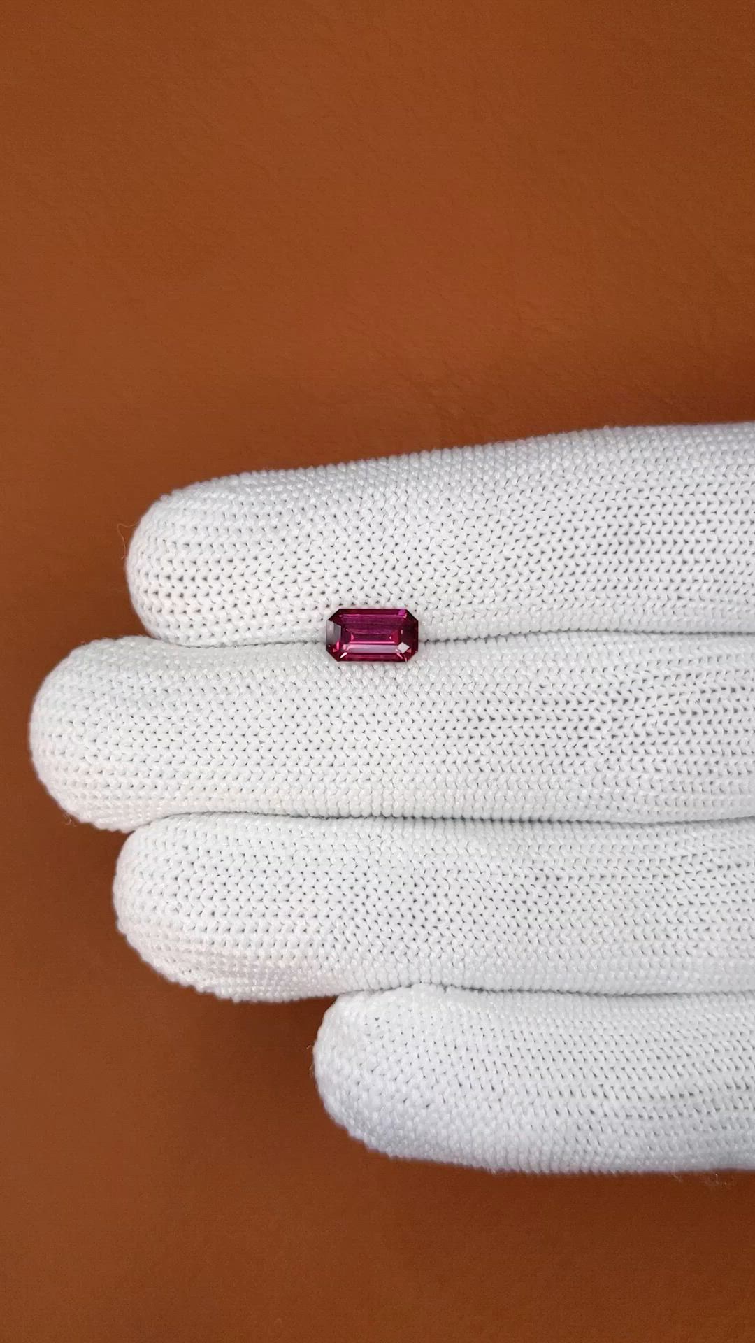 1.20 Ct. Reddish Purple Rhodolite Garnet from Ceylon (Sri Lanka) Size Video