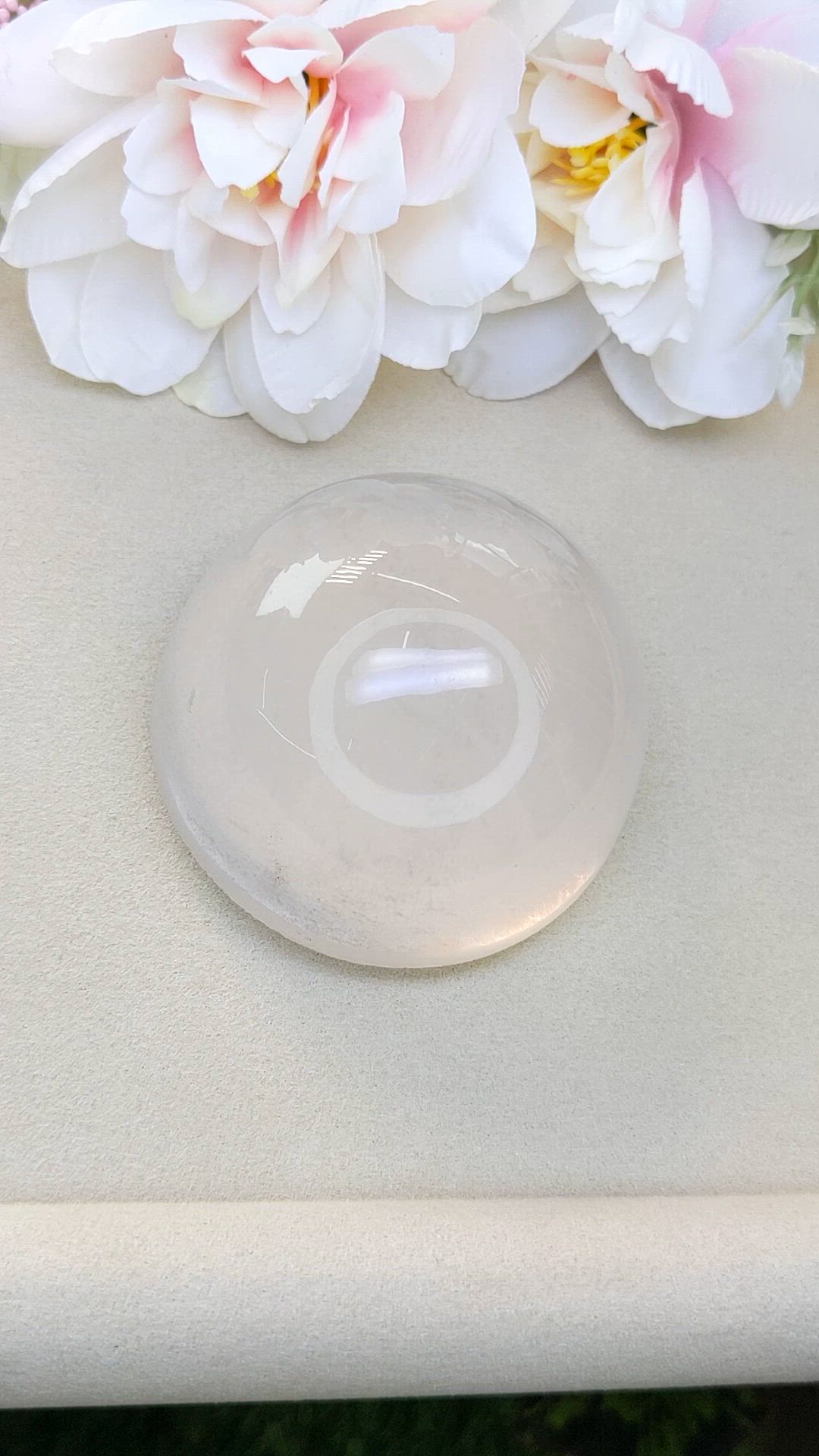 843.60 Ct. White Cabochon Quartz from Brazil Size Video