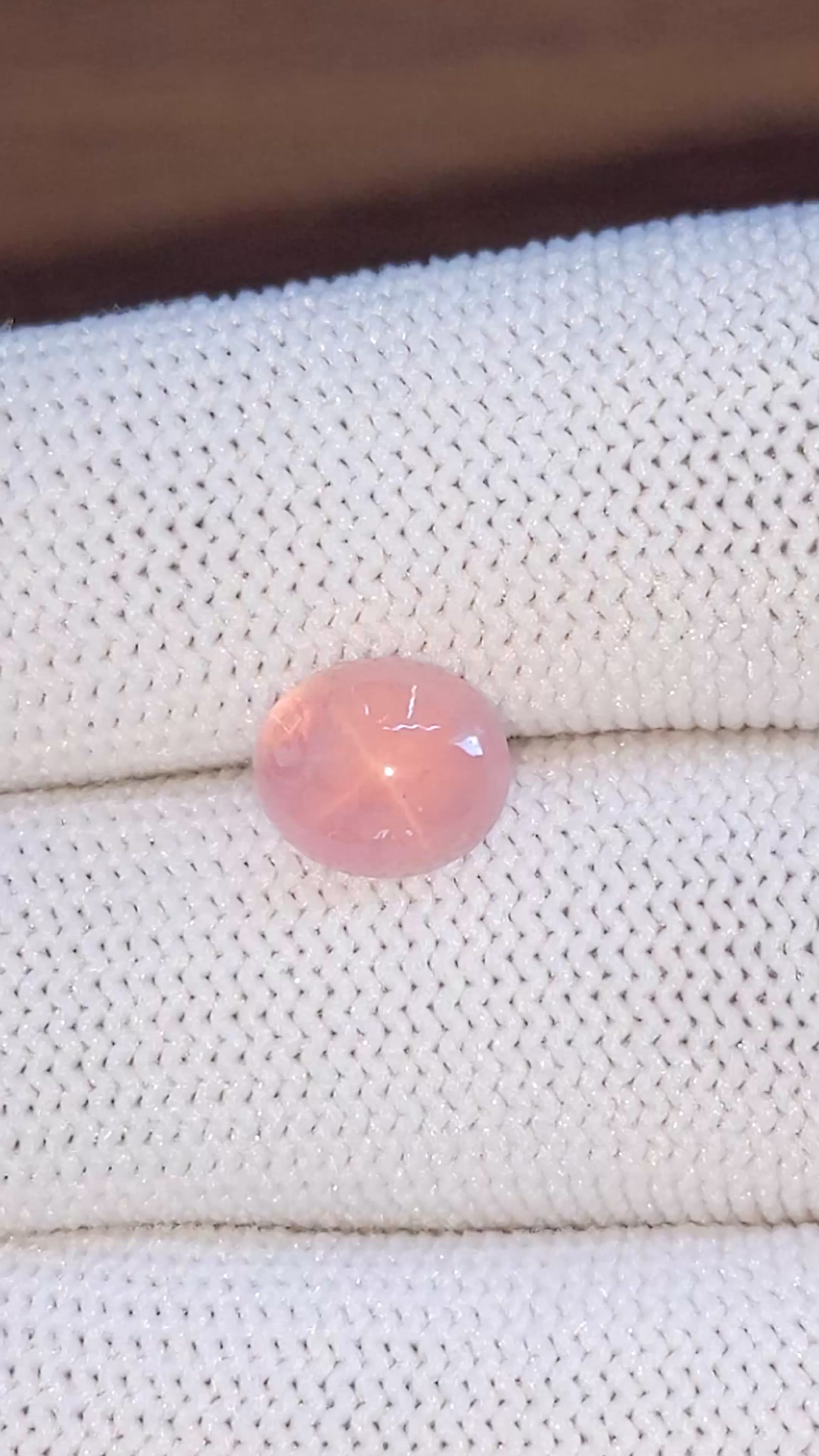 2.78 Ct. Pink Cabochon Star Rose Quartz Size Video