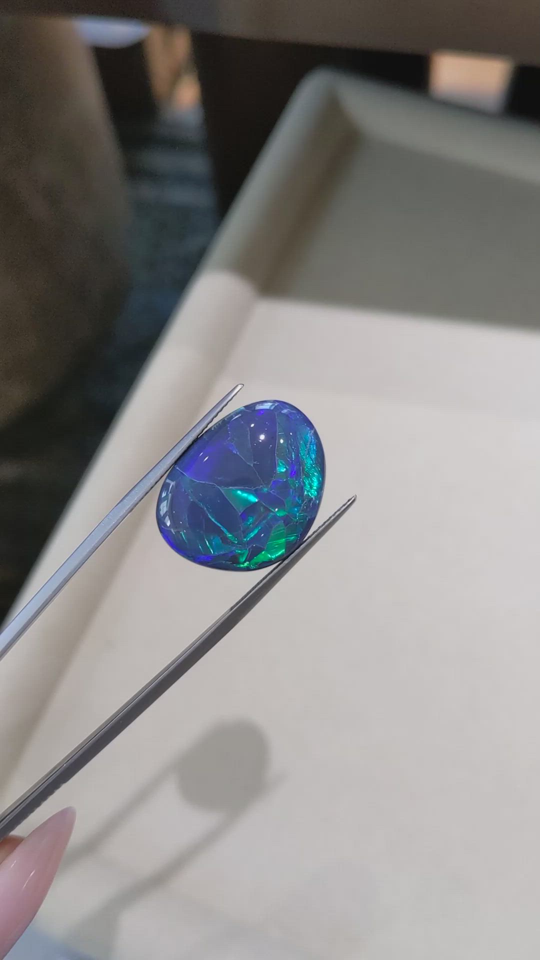 15.54 Ct. Multi Color Black Opal from Australia Size Video