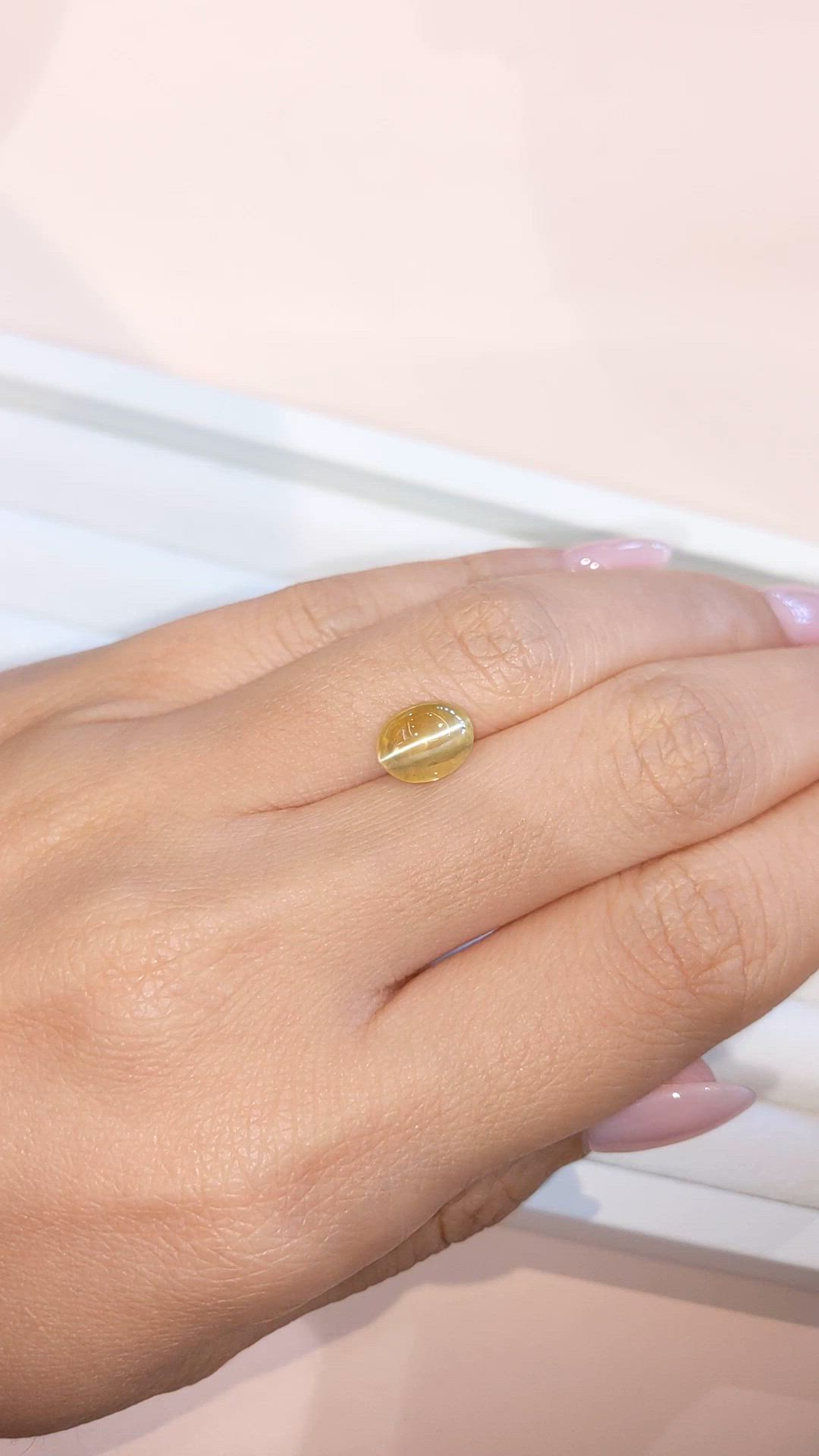 3.83 Ct. Cabochon Chrysoberyl from Madagascar Size Video