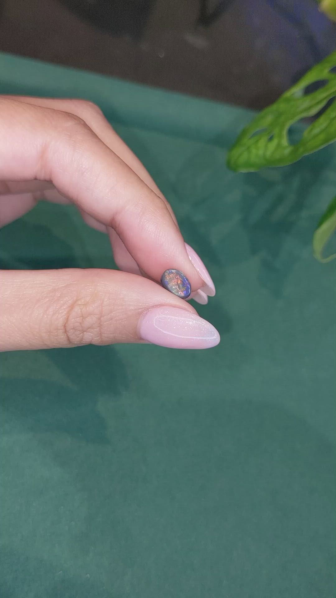 0.90 Ct. Cabochon Black Opal from Australia Size Video