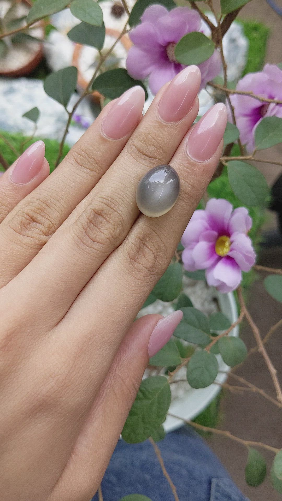 19.21 Ct. Cabochon Moonstone from Ceylon (Sri Lanka) Size Video