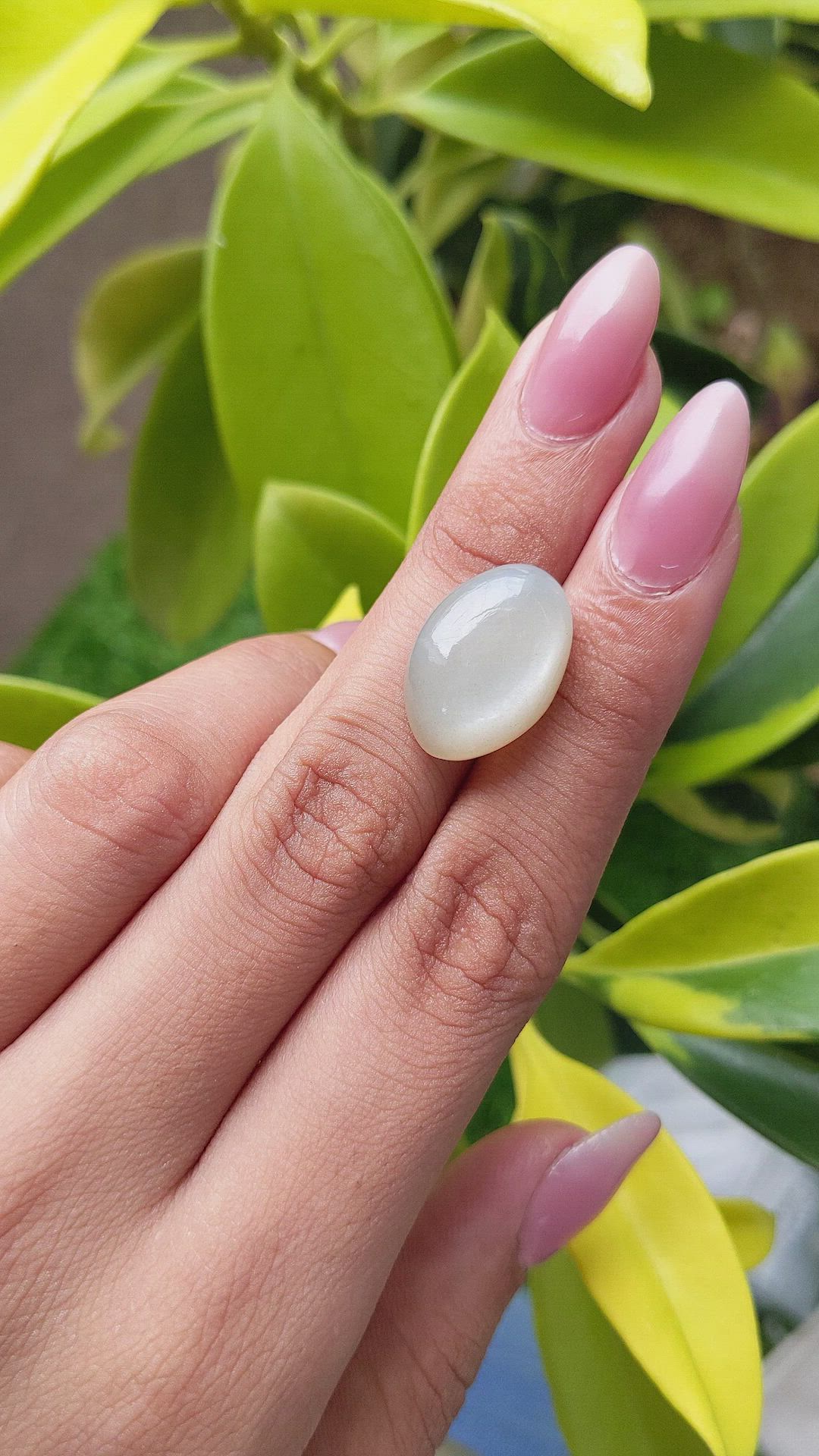 14.17 Ct. Cabochon Moonstone from Ceylon (Sri Lanka) Size Video