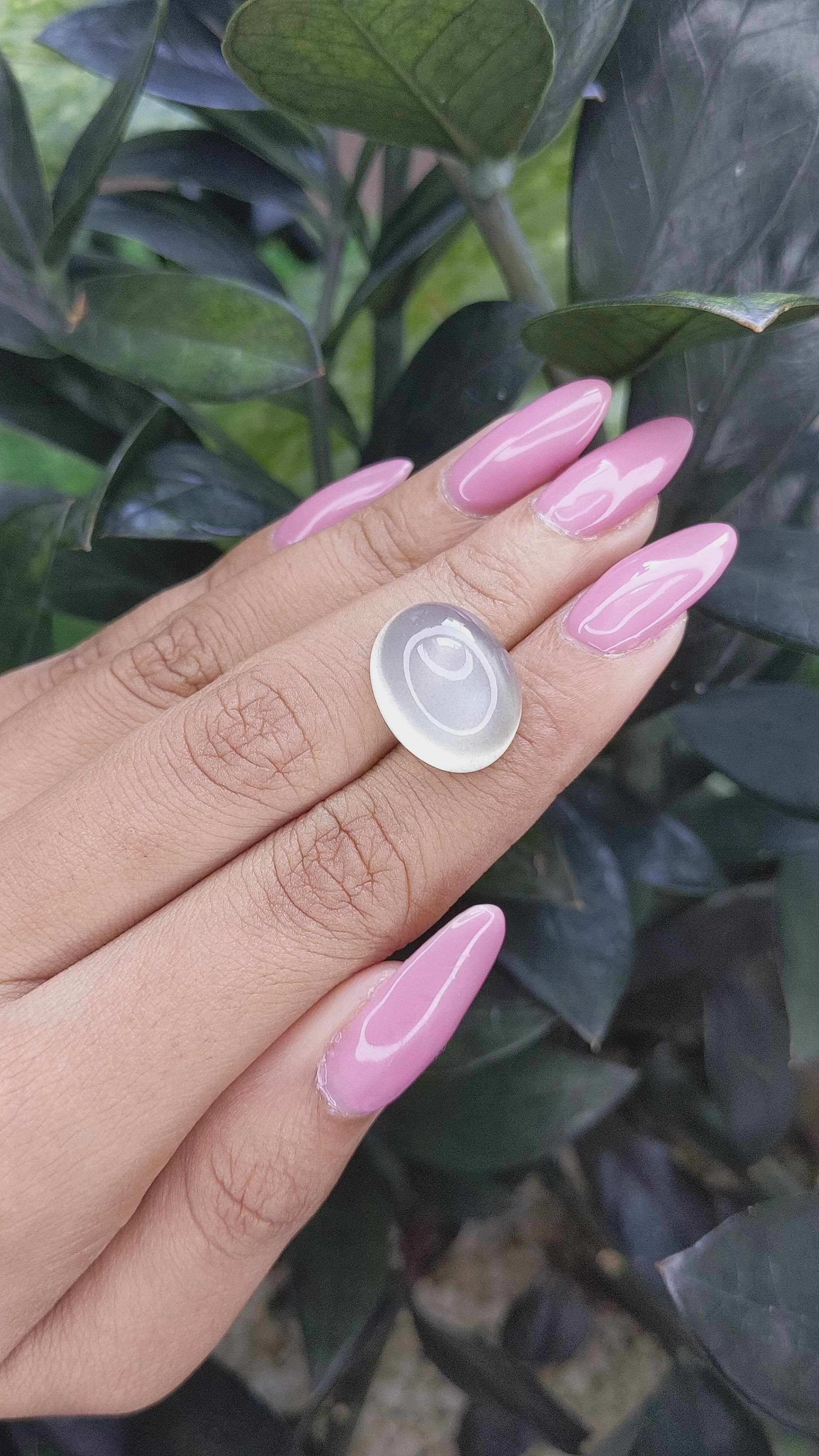 15.28 Ct. Cabochon Moonstone from Ceylon (Sri Lanka) Size Video