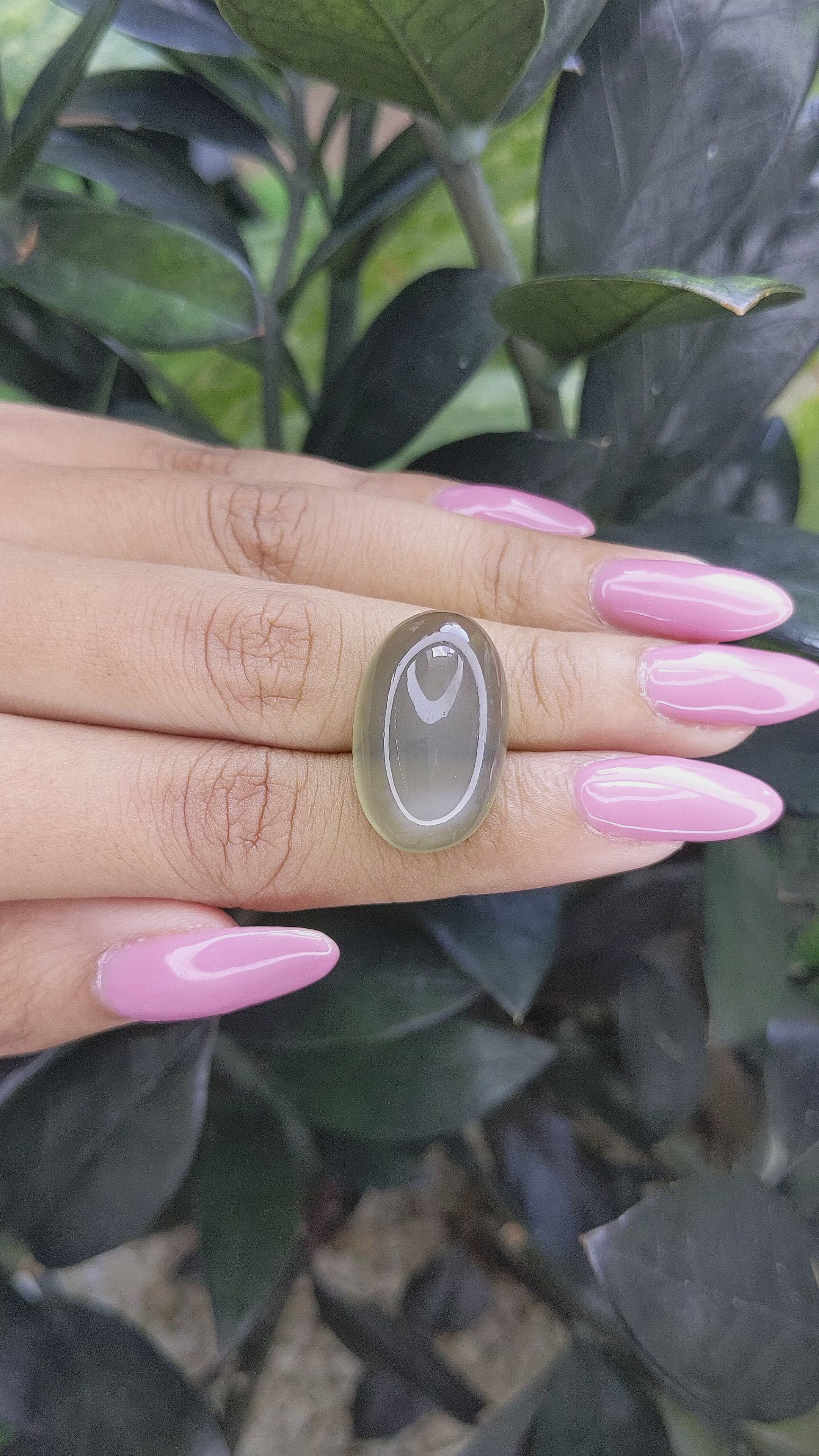 21.17 Ct. Cabochon Moonstone from Ceylon (Sri Lanka) Size Video