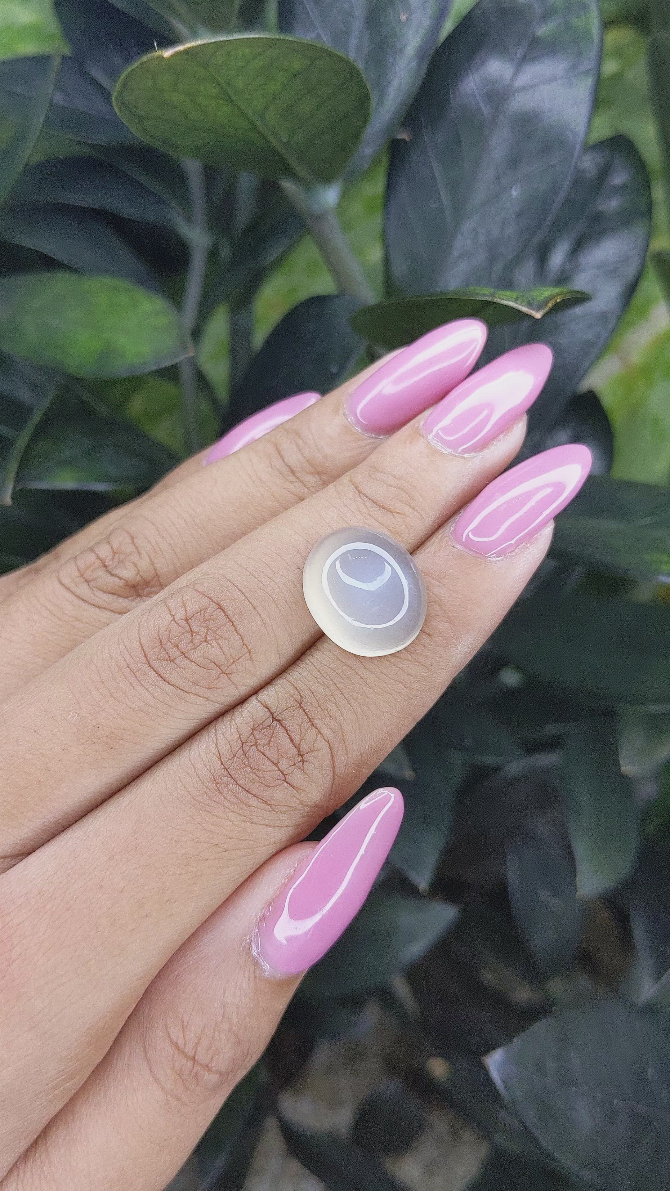 10.74 Ct. Cabochon Moonstone from Ceylon (Sri Lanka) Size Video