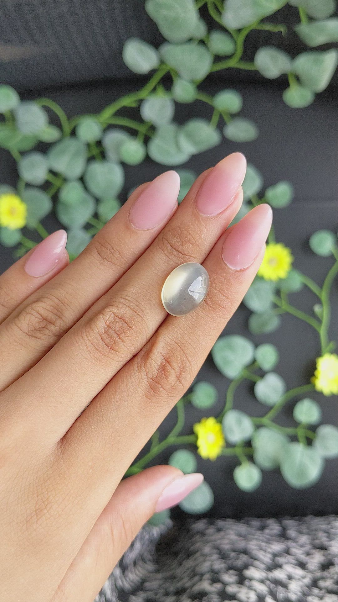 8.70 Ct. Cabochon Moonstone from Ceylon (Sri Lanka) Size Video
