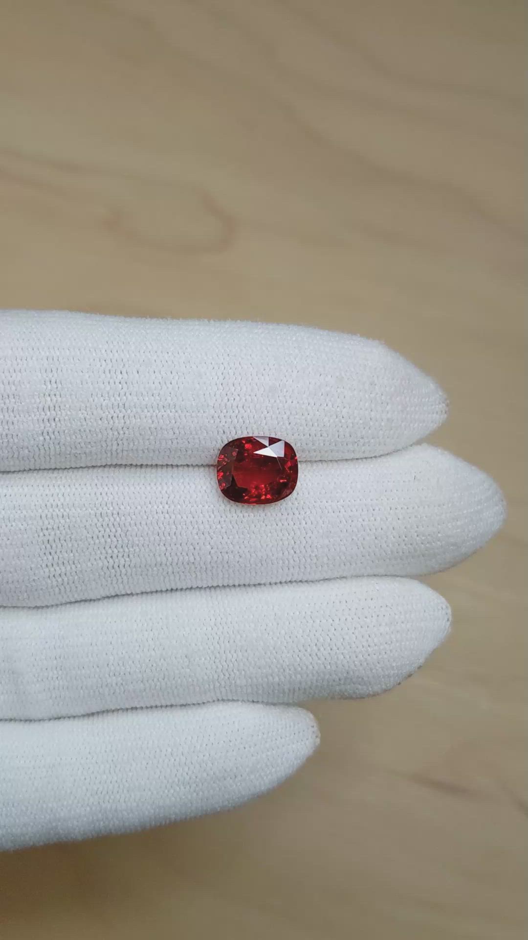 3.64 Ct. Red Spinel from Burma (Myanmar) Size Video