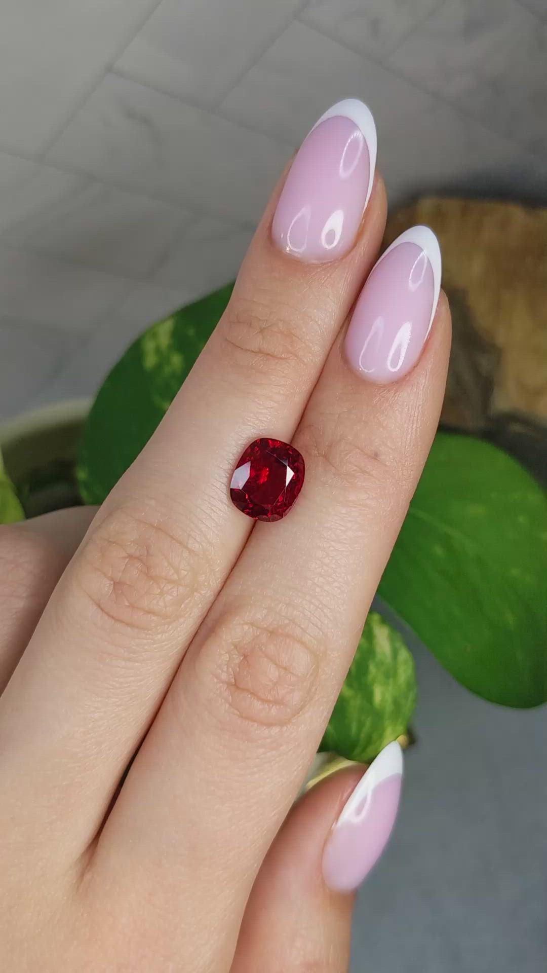 3.64 Ct. Red Spinel from Burma (Myanmar) Size Video