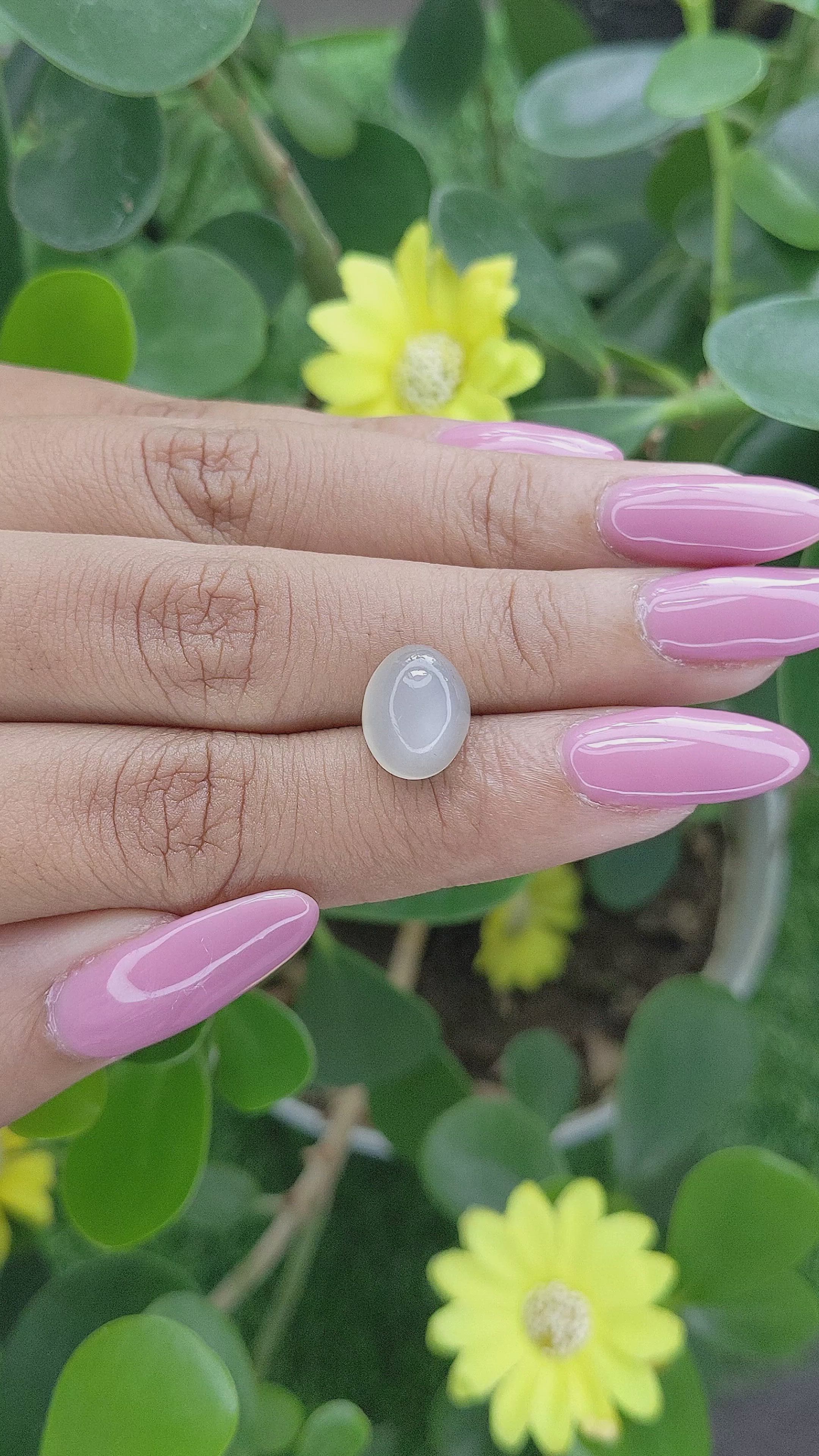4.25 Ct. Cabochon Moonstone from Ceylon (Sri Lanka) Size Video