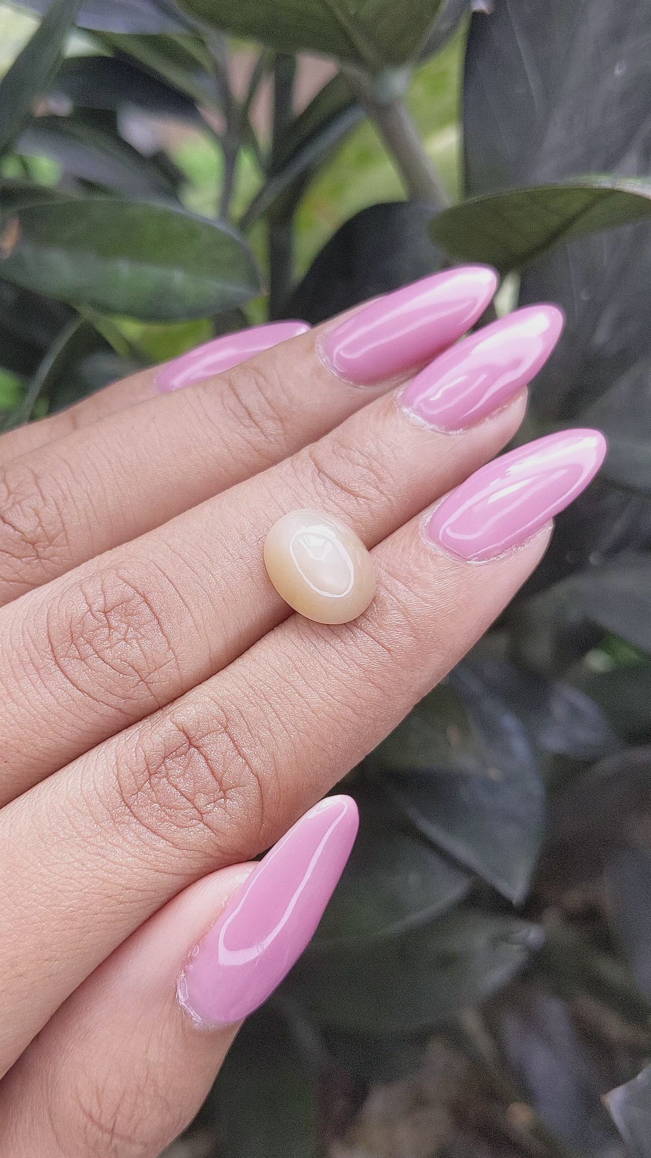 4.49 Ct. Cabochon Moonstone from Ceylon (Sri Lanka) Size Video