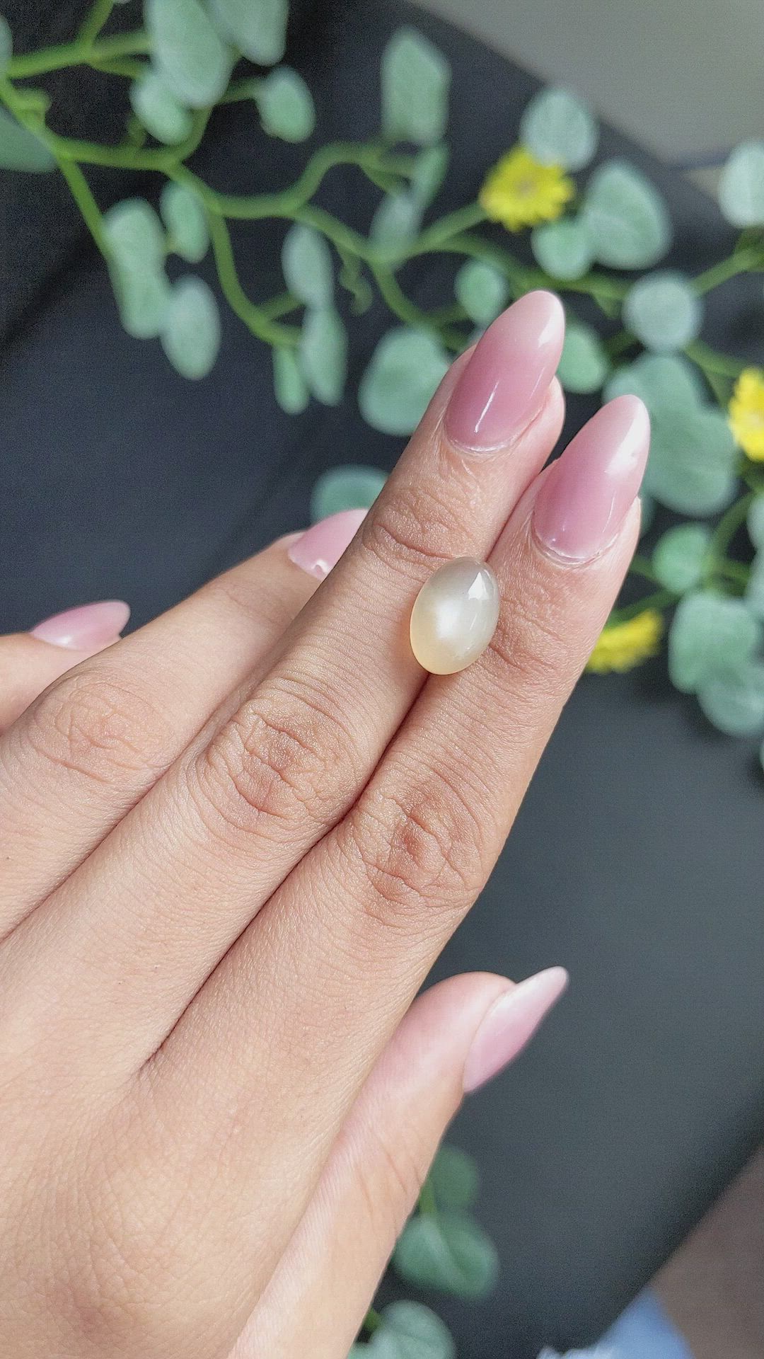 6.32 Ct. Cabochon Moonstone from Ceylon (Sri Lanka) Size Video