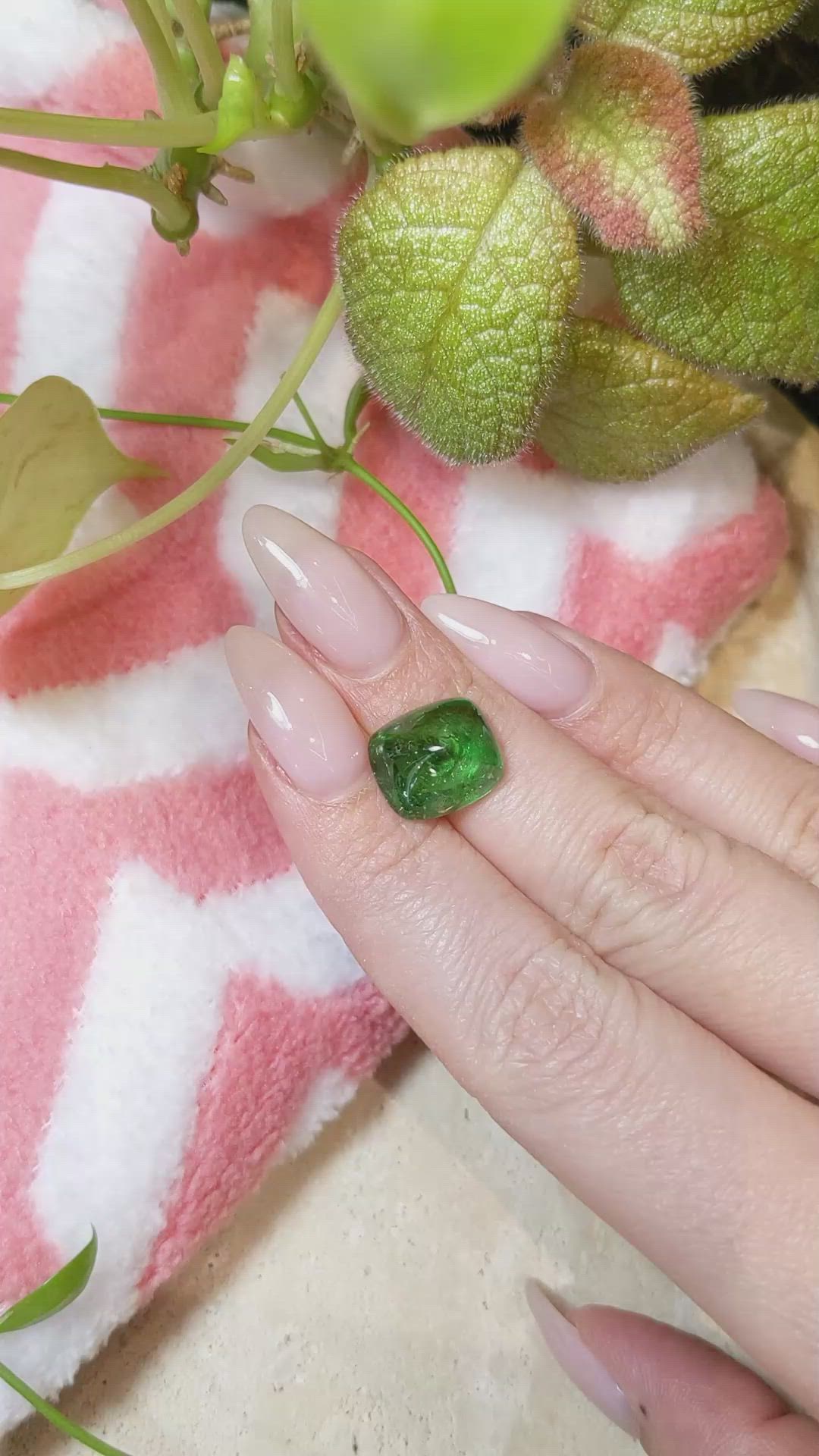 9.80 Ct. Cabochon Tsavorite Garnet from Tanzania Size Video