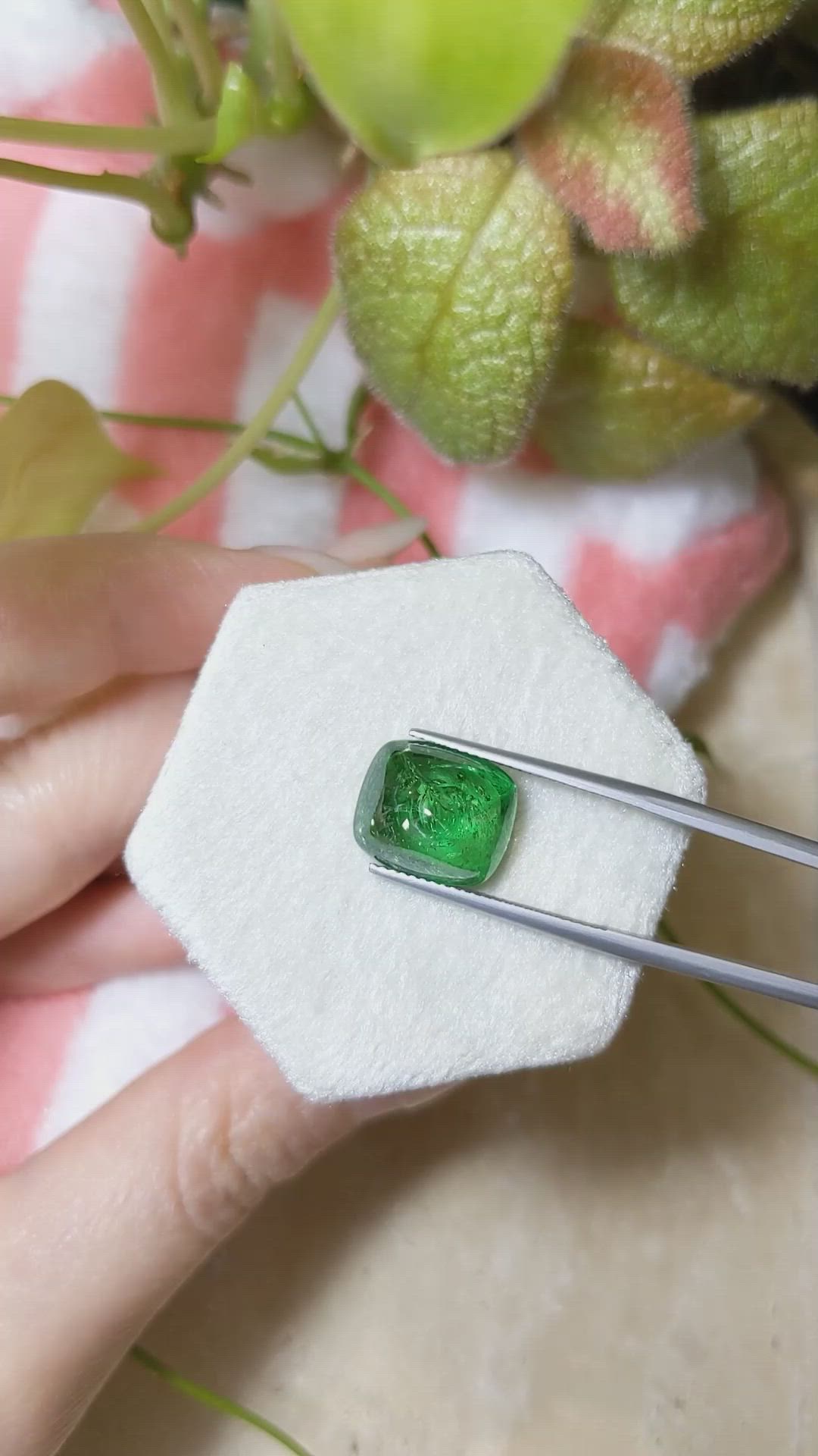 9.80 Ct. Cabochon Tsavorite Garnet from Tanzania Size Video