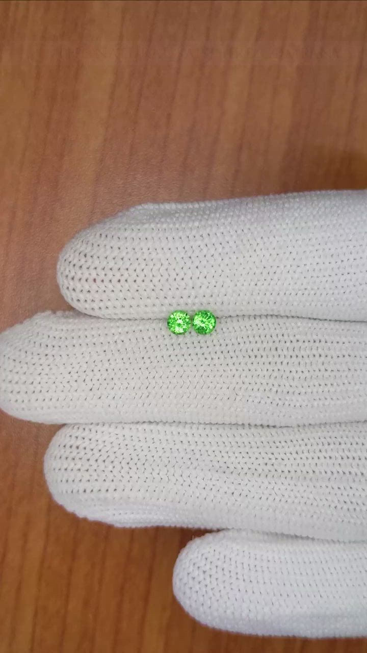 0.36 Ct.Tw.Total Carat Weight Tsavorite Garnet Pair Size Video