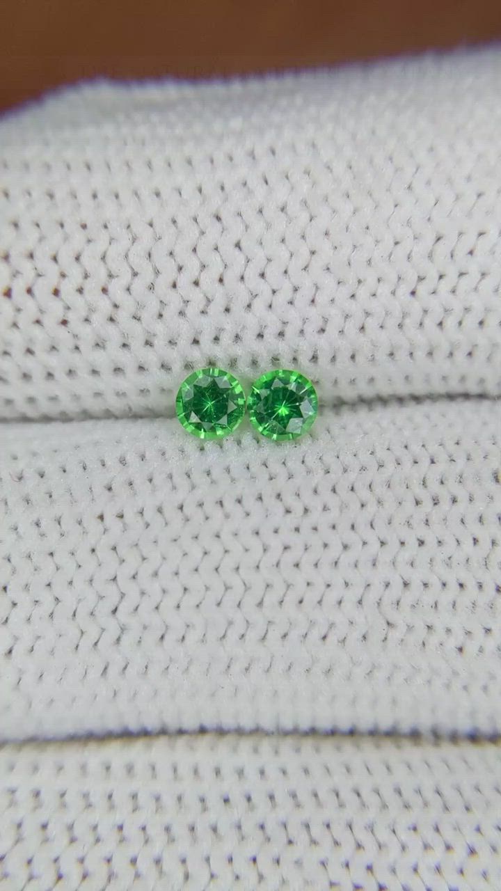 0.36 Ct.Tw.Total Carat Weight Tsavorite Garnet Pair Size Video
