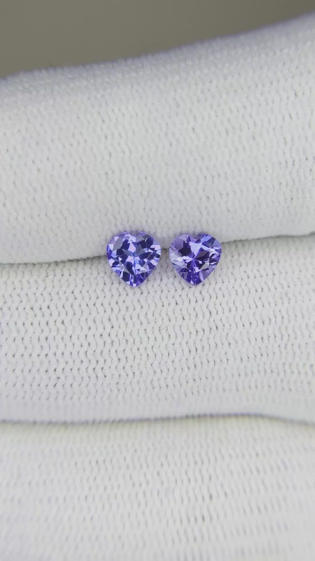 0.85 Ct.Tw.Total Carat Weight Tanzanite Pair from Tanzania Size Video