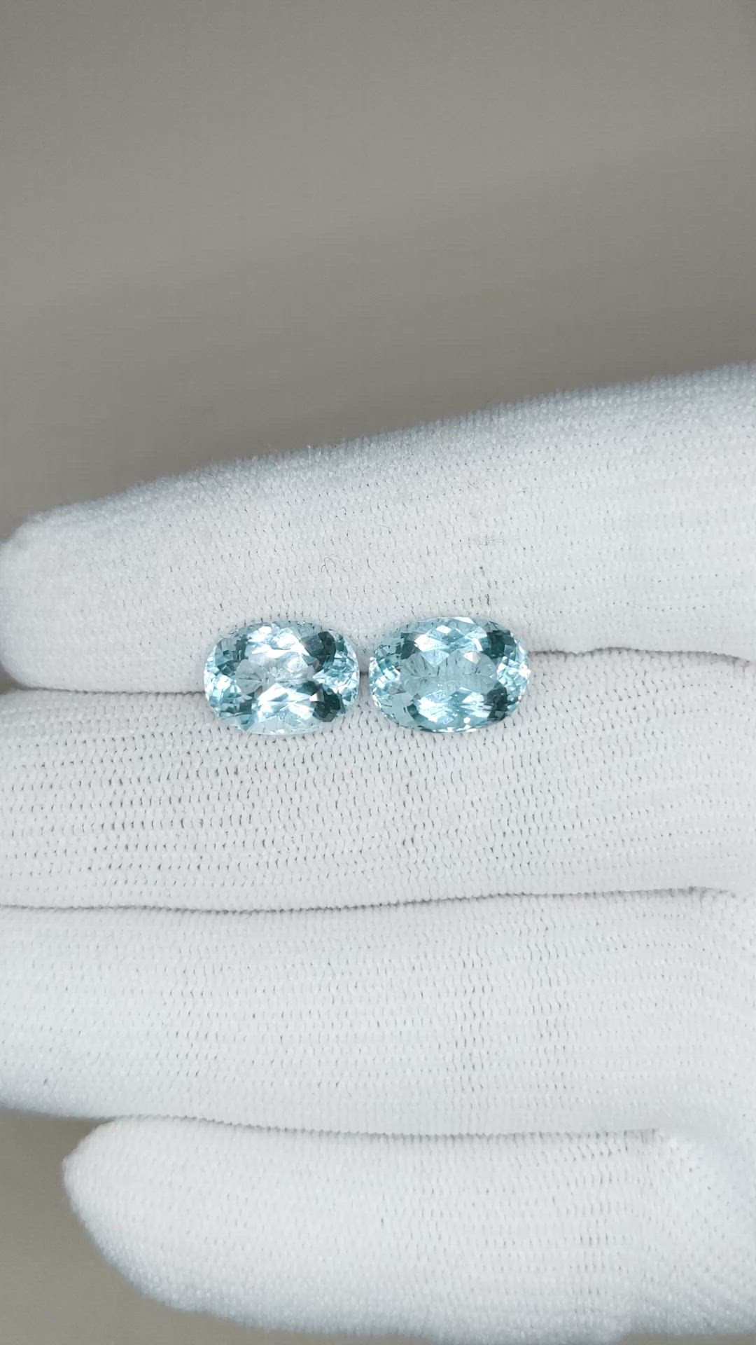 5.62 Ct.Tw.Total Carat Weight Aquamarine Pair from Brazil Size Video